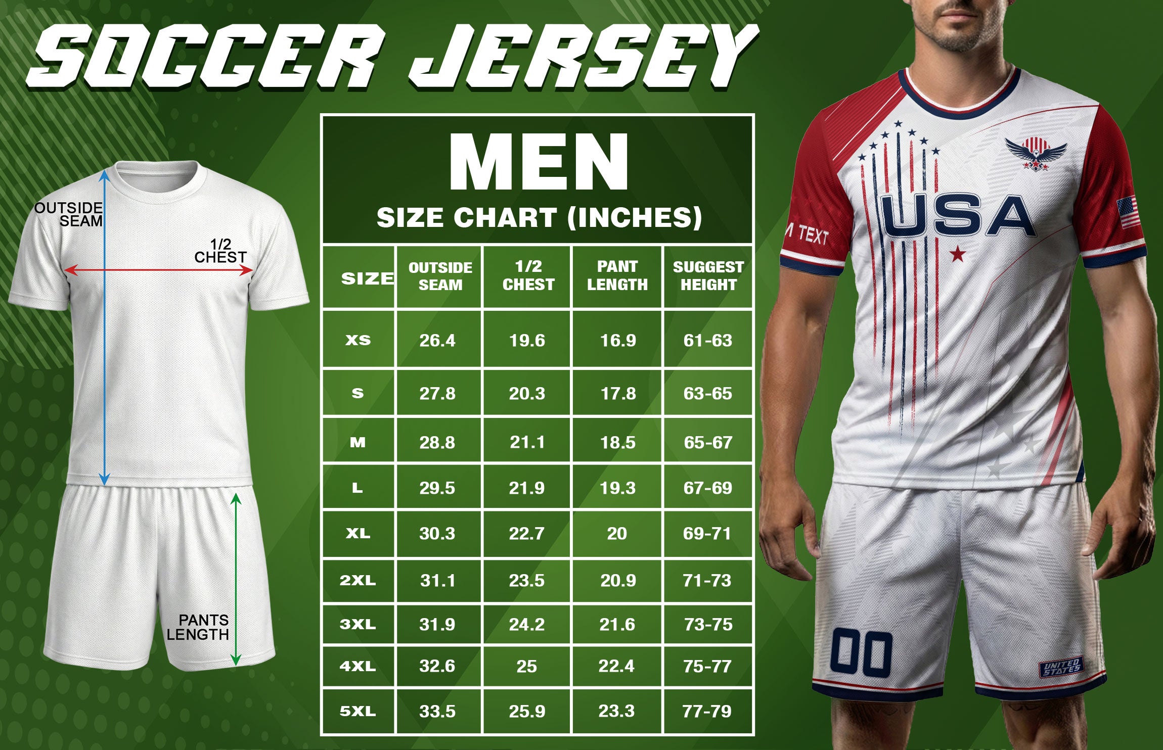 Custom USA Soccer Jersey Men White Red Personalized Name Number Football Shirt