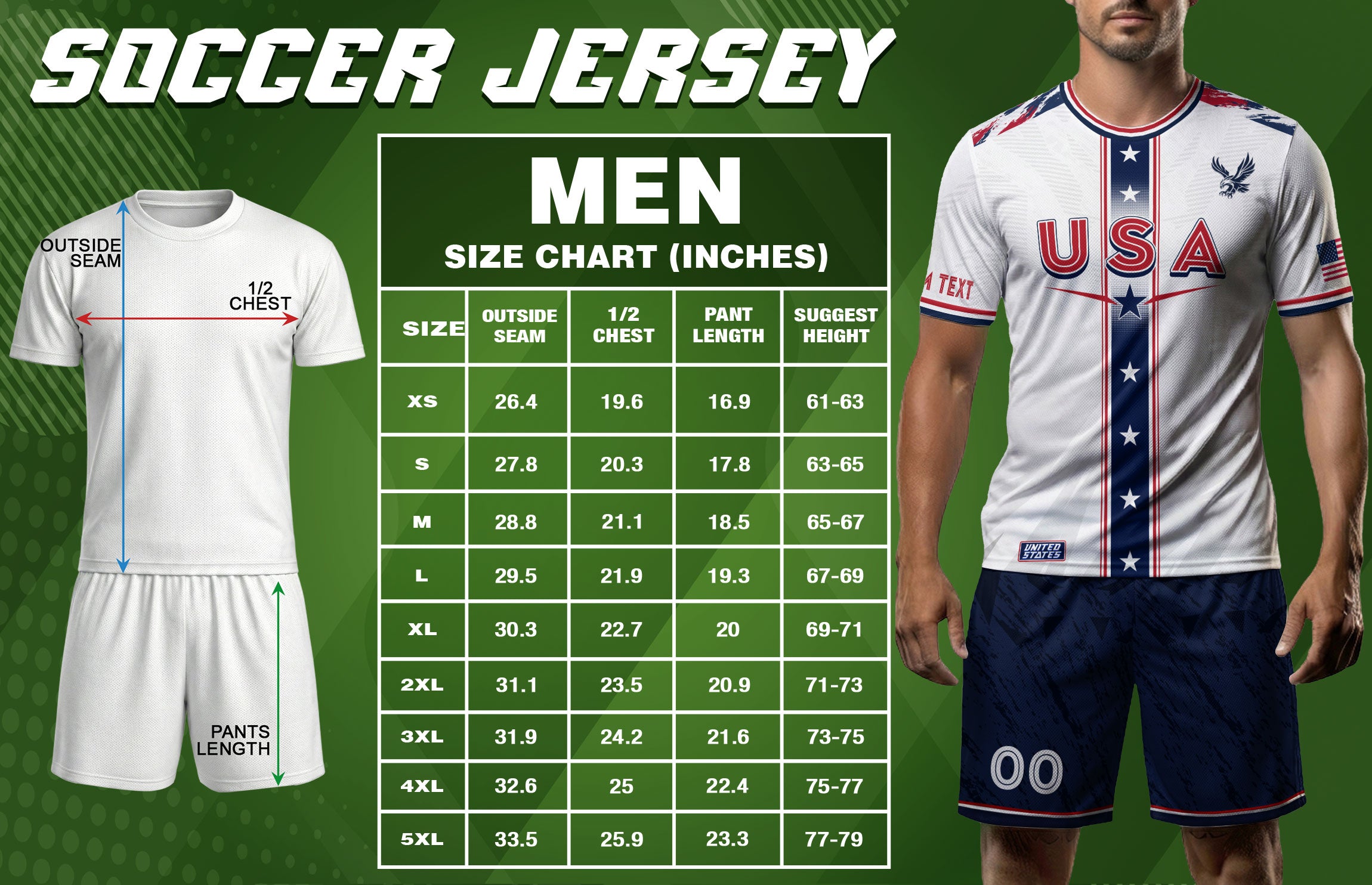 Custom USA Adult Soccer Jersey White Star Stripe Name Number Football Shirt