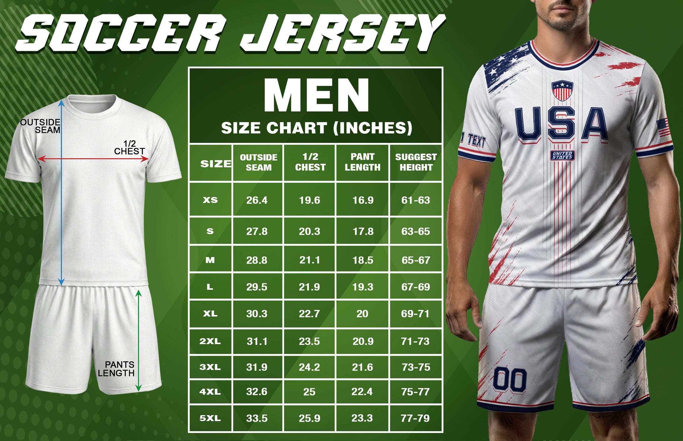 Custom USA Soccer Jersey Men White Brush Stroke Name Number Football Shirt