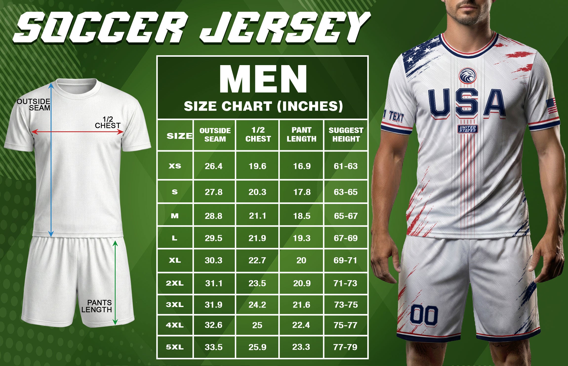 Custom USA Soccer Jersey Men White Brush Stroke Name Number Football Shirt