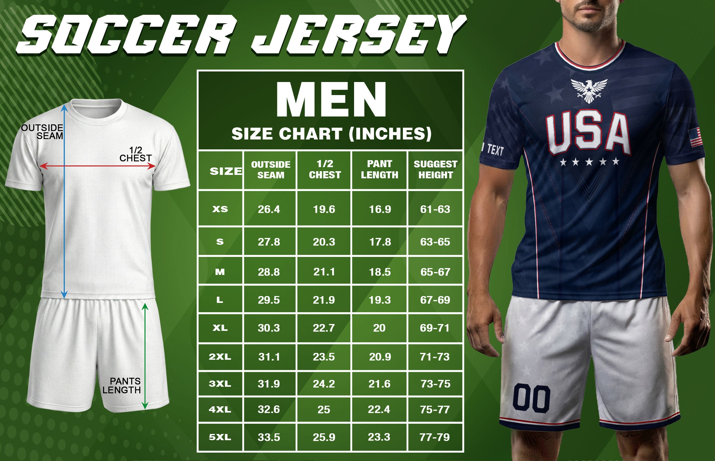 USA Soccer Jersey Men Navy Blue Athletic Name Number Football Shirt