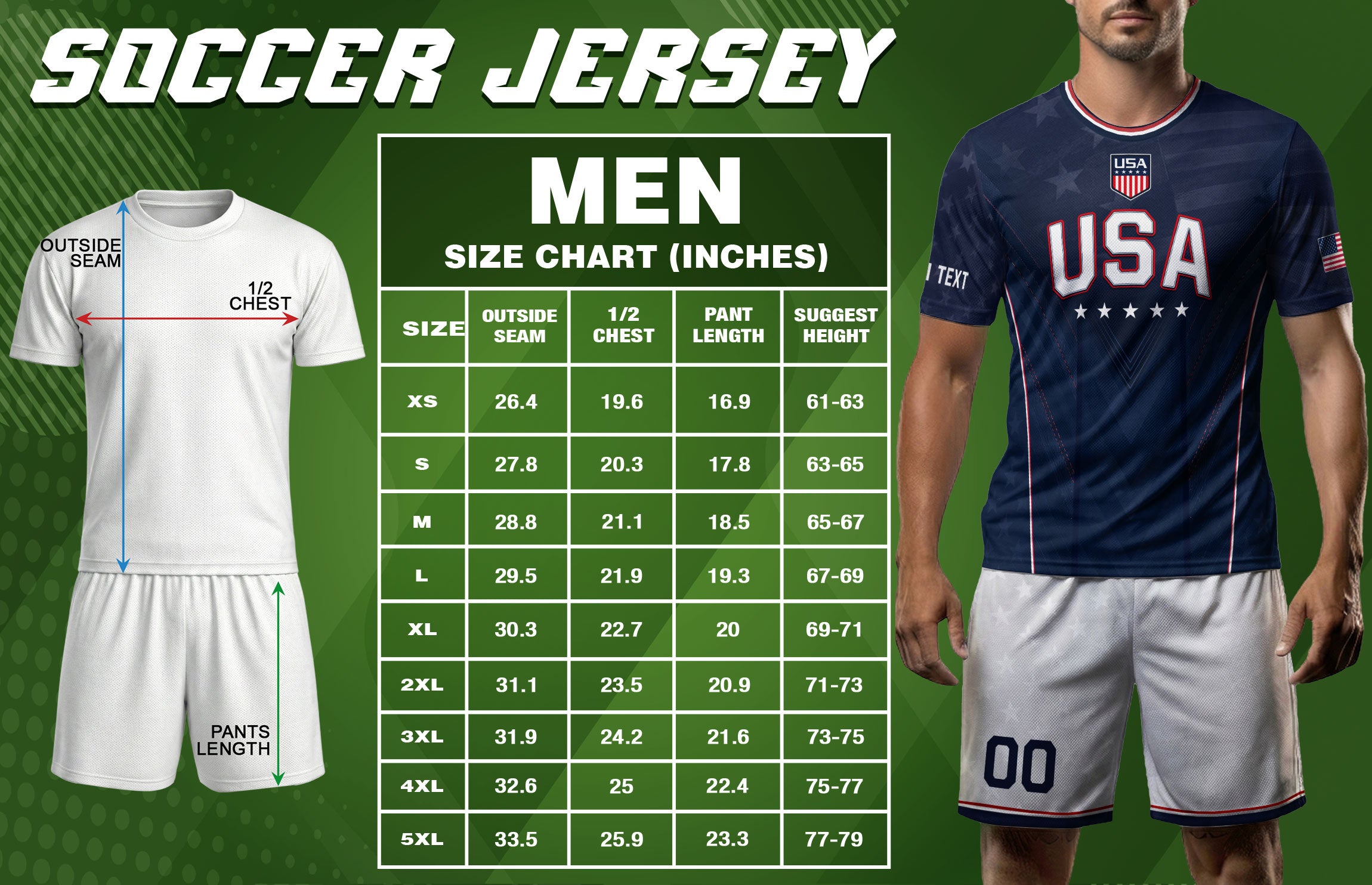 USA Soccer Jersey Men Navy Blue Athletic Name Number Football Shirt