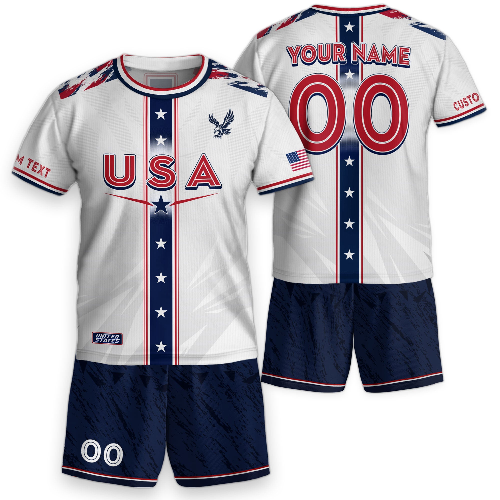 Custom Kids USA Soccer Jersey White Youth Star Stripe Personalized Football Team Shirt