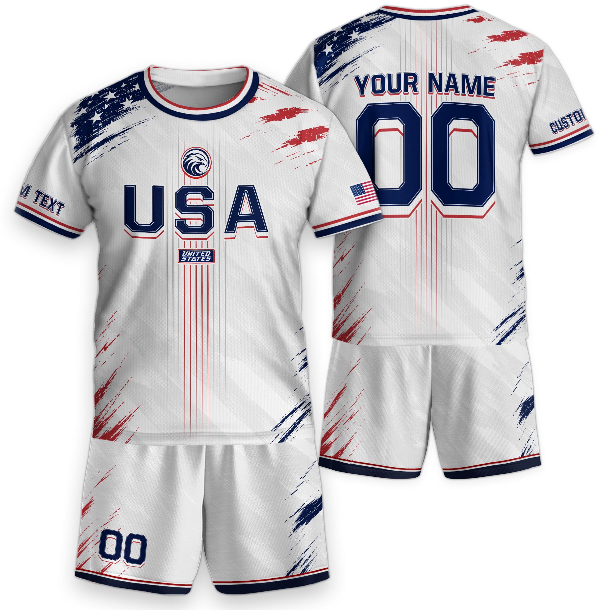 Custom Kids USA Soccer Jersey White Youth Distressed Flag Personalized Football Shirt