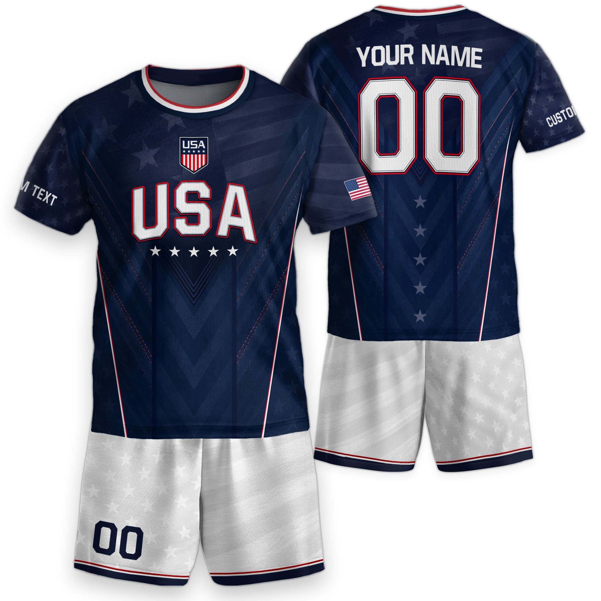 Custom Kids USA Soccer Jersey Blue Youth Patriotic Personalized Football Team Shirt