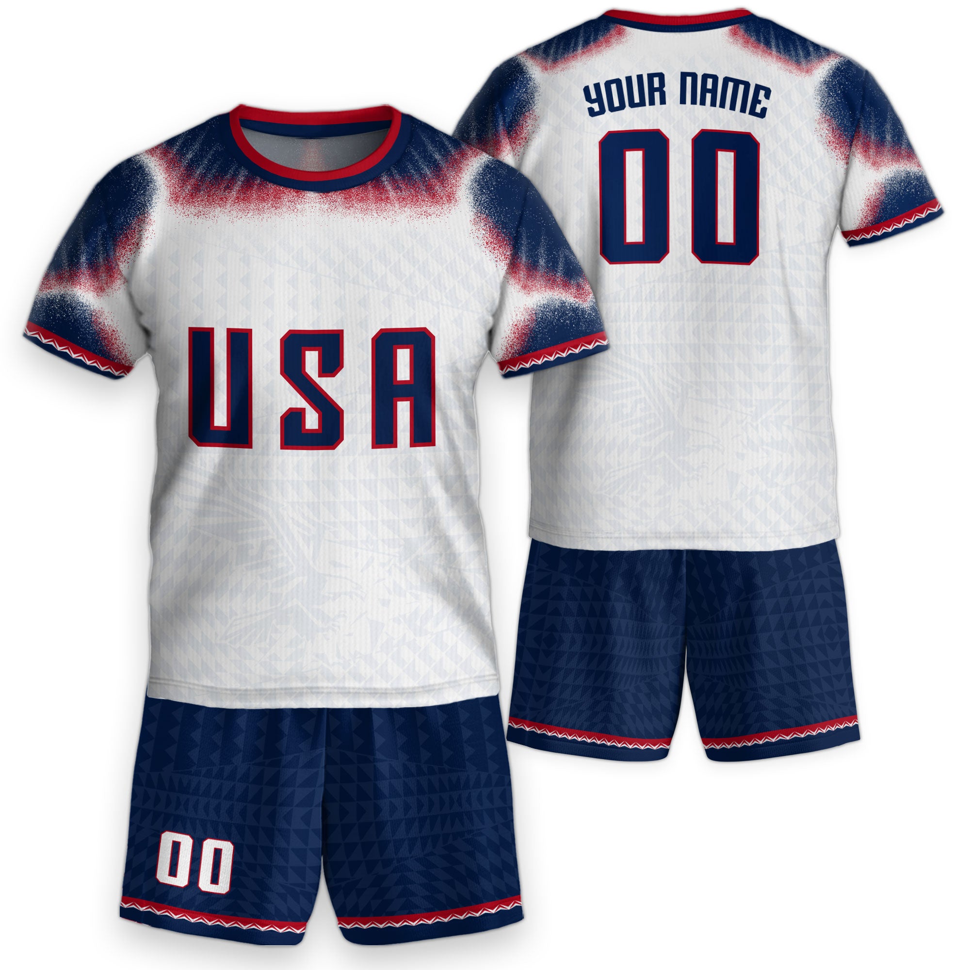 Personalized Name Number USA Soccer Jersey White American Flag Eagle Football Shirt Youth