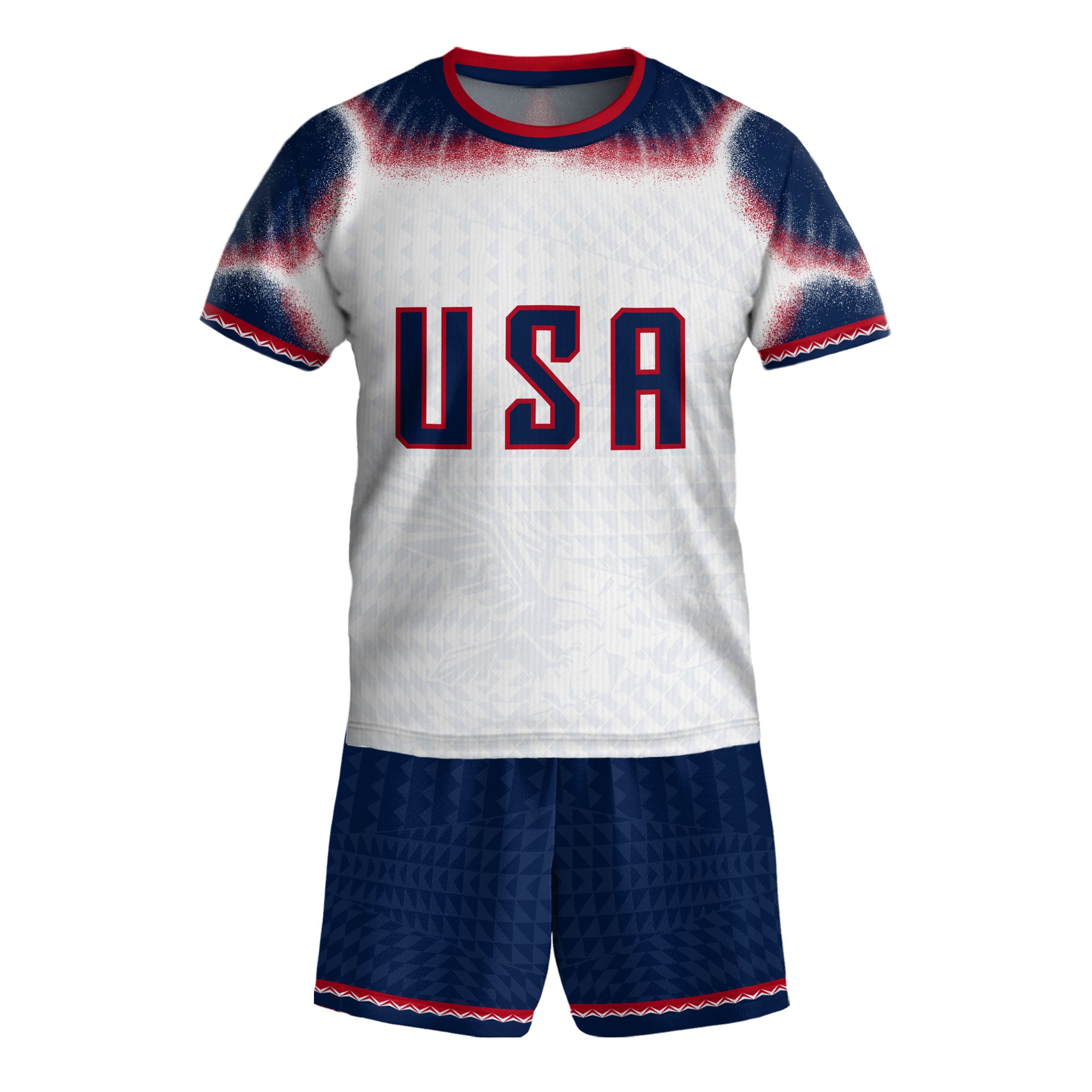 Kids USA Soccer Jersey White Youth Red Blue Patriotic Football Tee Shirt