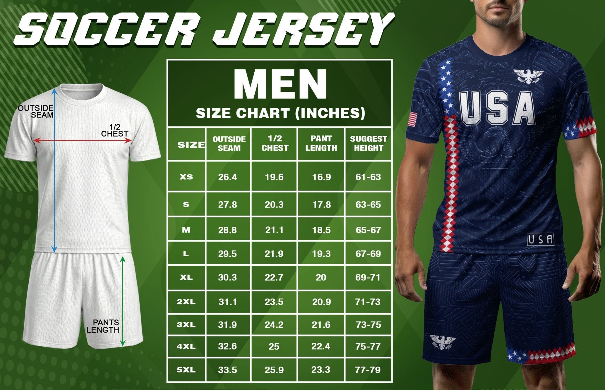 USA Soccer Jersey Men Navy Blue Eagle Flag Pattern Patriotic Football Shirt - Rust Field Wear