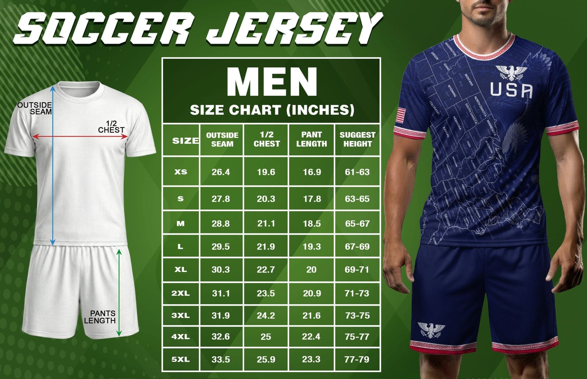 USA Soccer Jersey Men Navy Blue Eagle Map Graphic Patriotic Football T-Shirt - Rust Field Wear