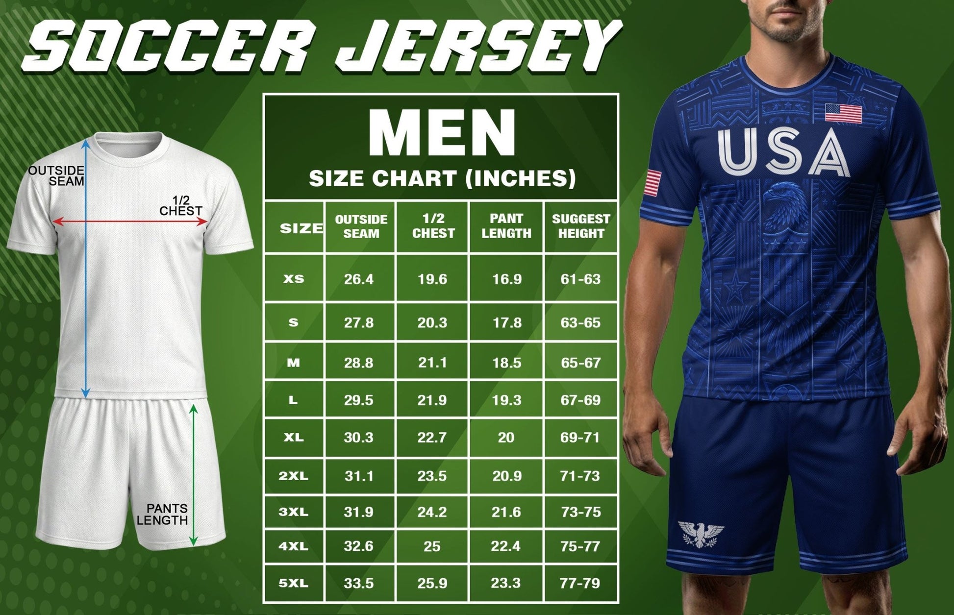 USA Soccer Jersey Men Navy Blue Eagle Star Pattern Patriotic Football T-Shirt - Rust Field Wear