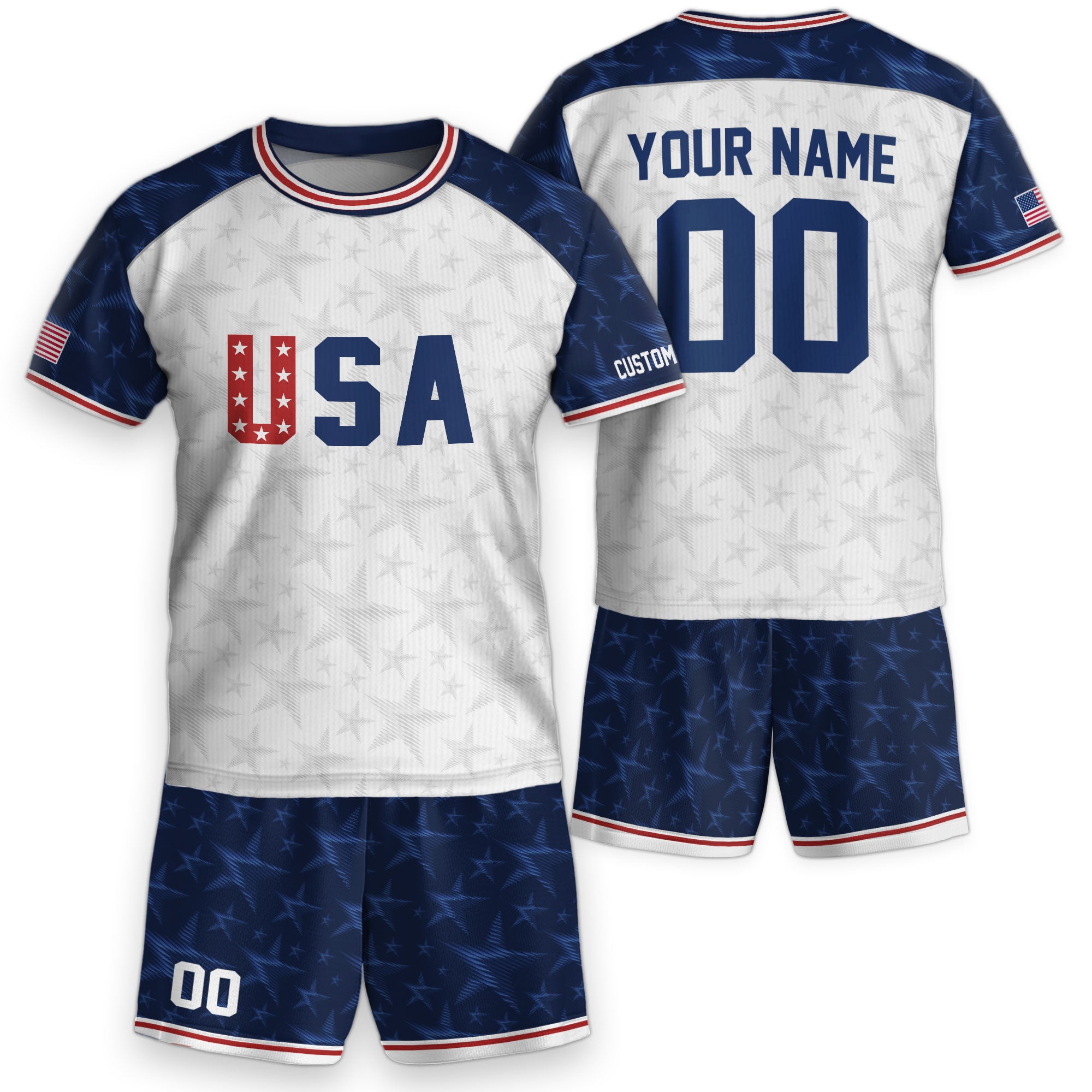 Custom Kid USA Soccer Jersey Heritage Collection White Navy Personalized Youth Tee