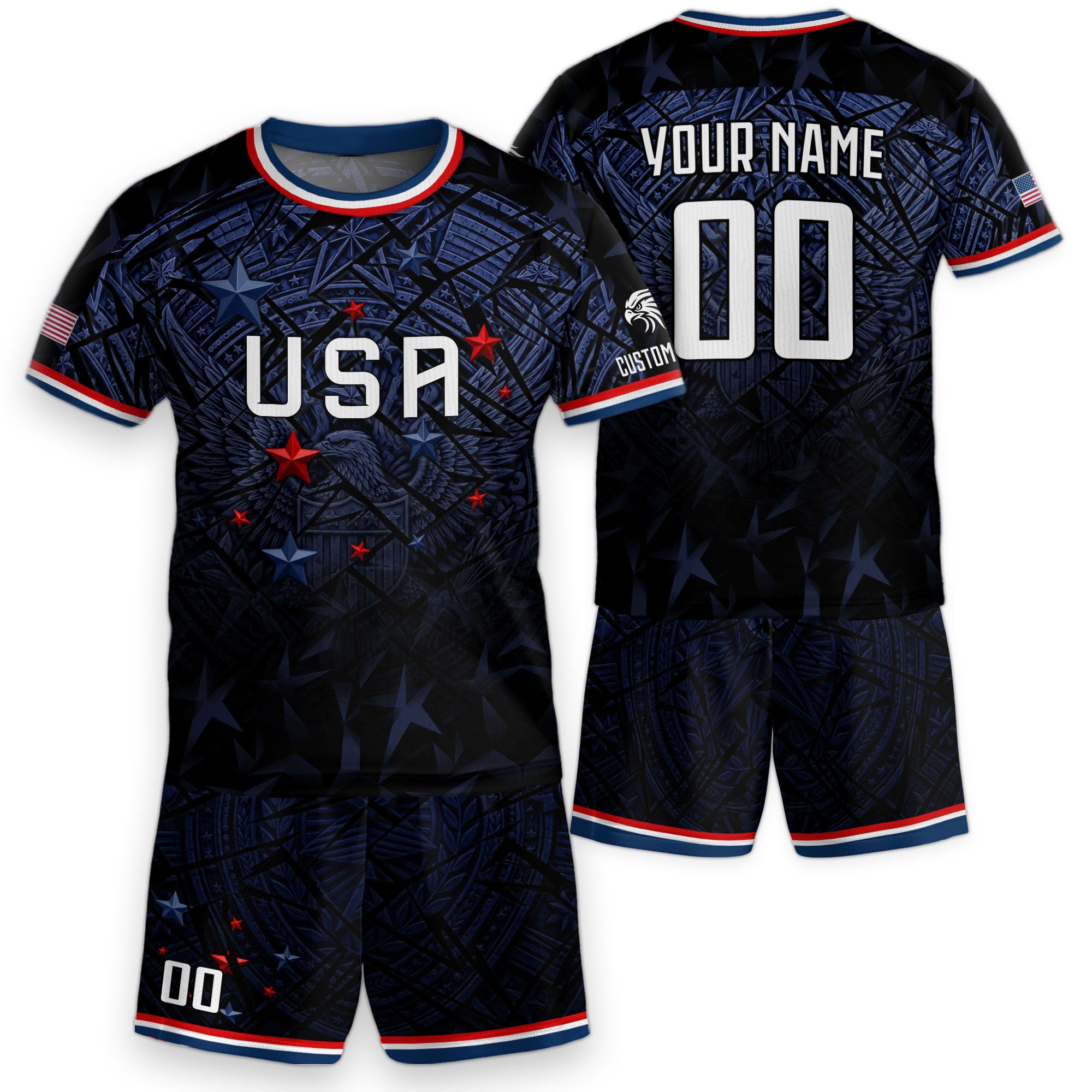 Kids USA Soccer Jersey Navy Personalized Youth Patriotic American Football Shirt