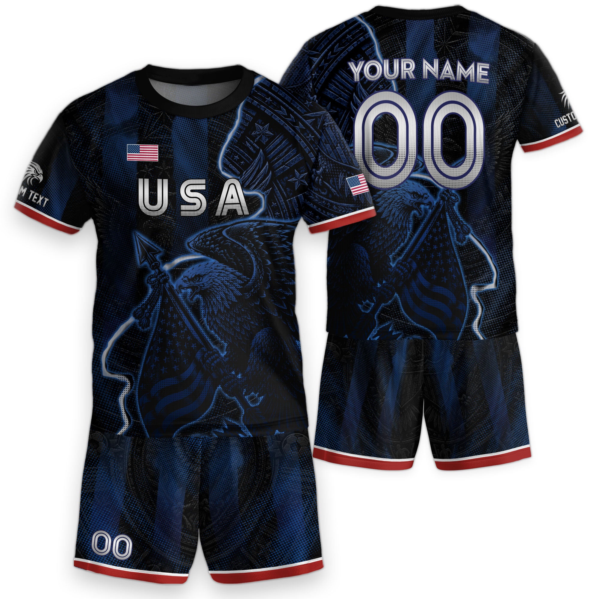 Custom Kids USA Soccer Jersey Navy Personalized Youth Patriotic Football Shirt