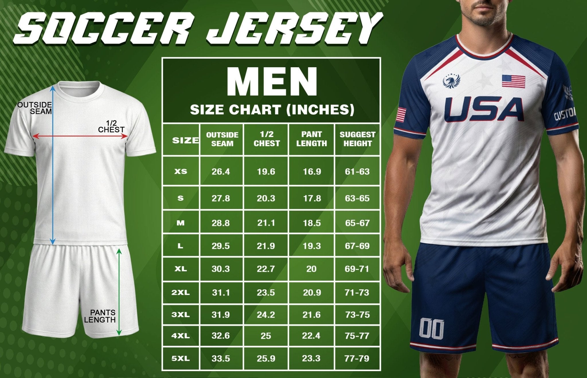 Custom Adult USA Soccer Jersey White Red Blue Patriotic American Team Football Shirt - Rust Field Wear