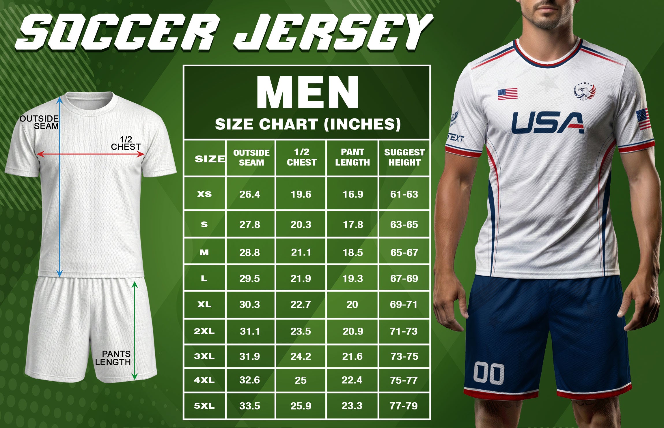 Custom White USA Soccer Jersey Personalized Adult Name Number Patriotic Sports Uniform