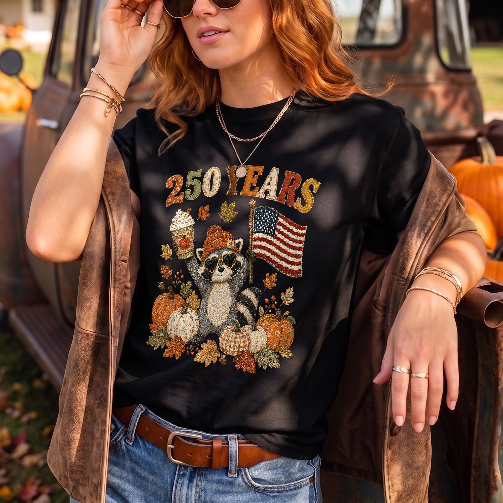 Vintage Style Raccoon 250 Years Fall Shirt: Cozy Pumpkin Autumn Seasonal Graphic Tee