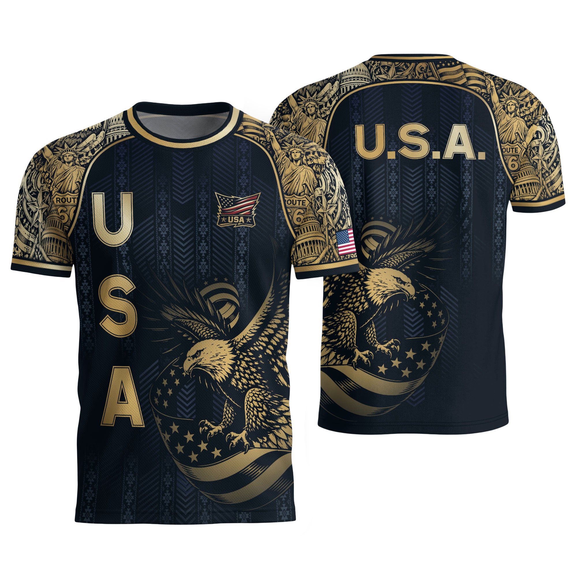 Adult Soccer Jersey Blue Edition Elite Eagle Emblem Patriotic Athletic Sport Top