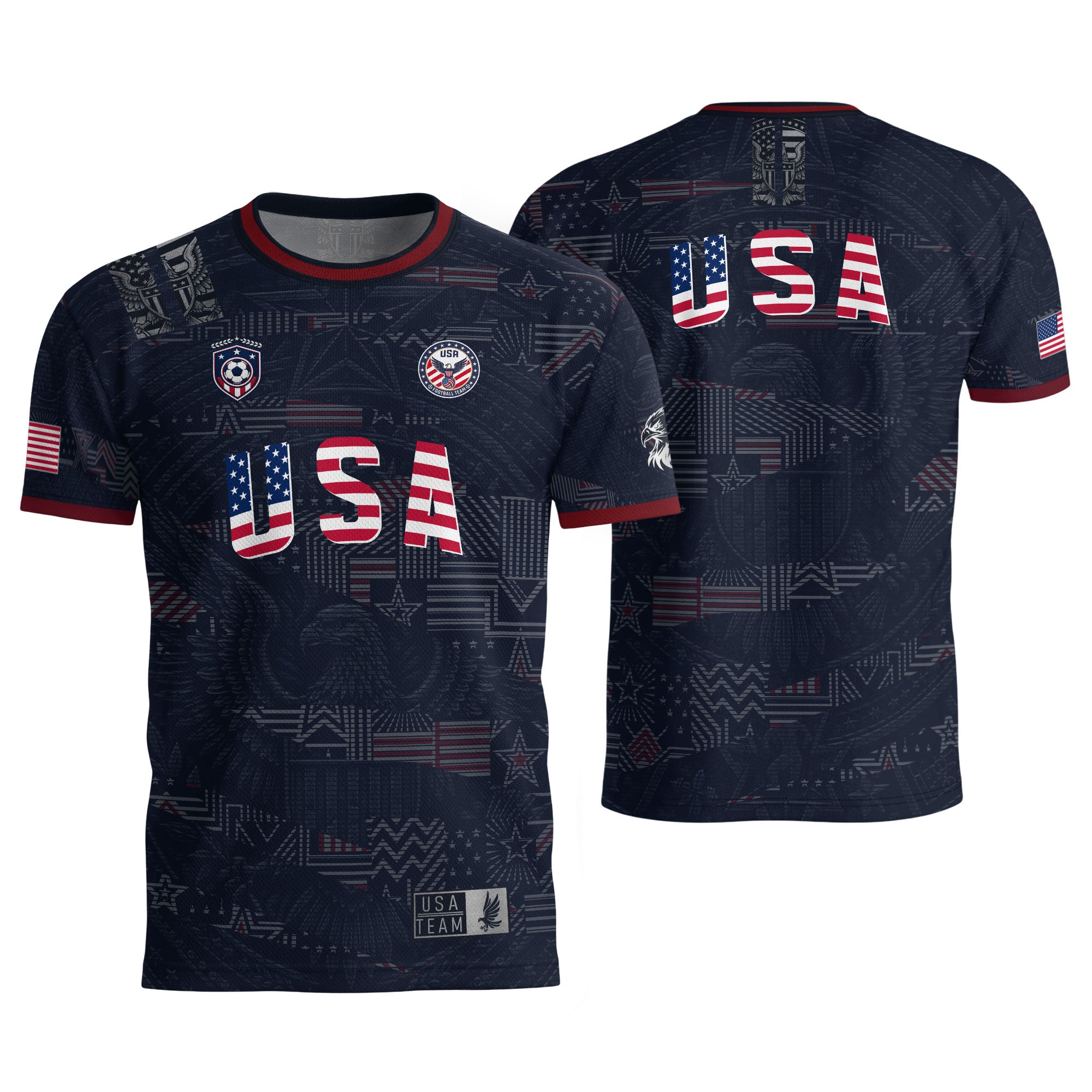 Adult Men Women USA Soccer Jersey Patriotic Flag Letters United States Fan Shirt