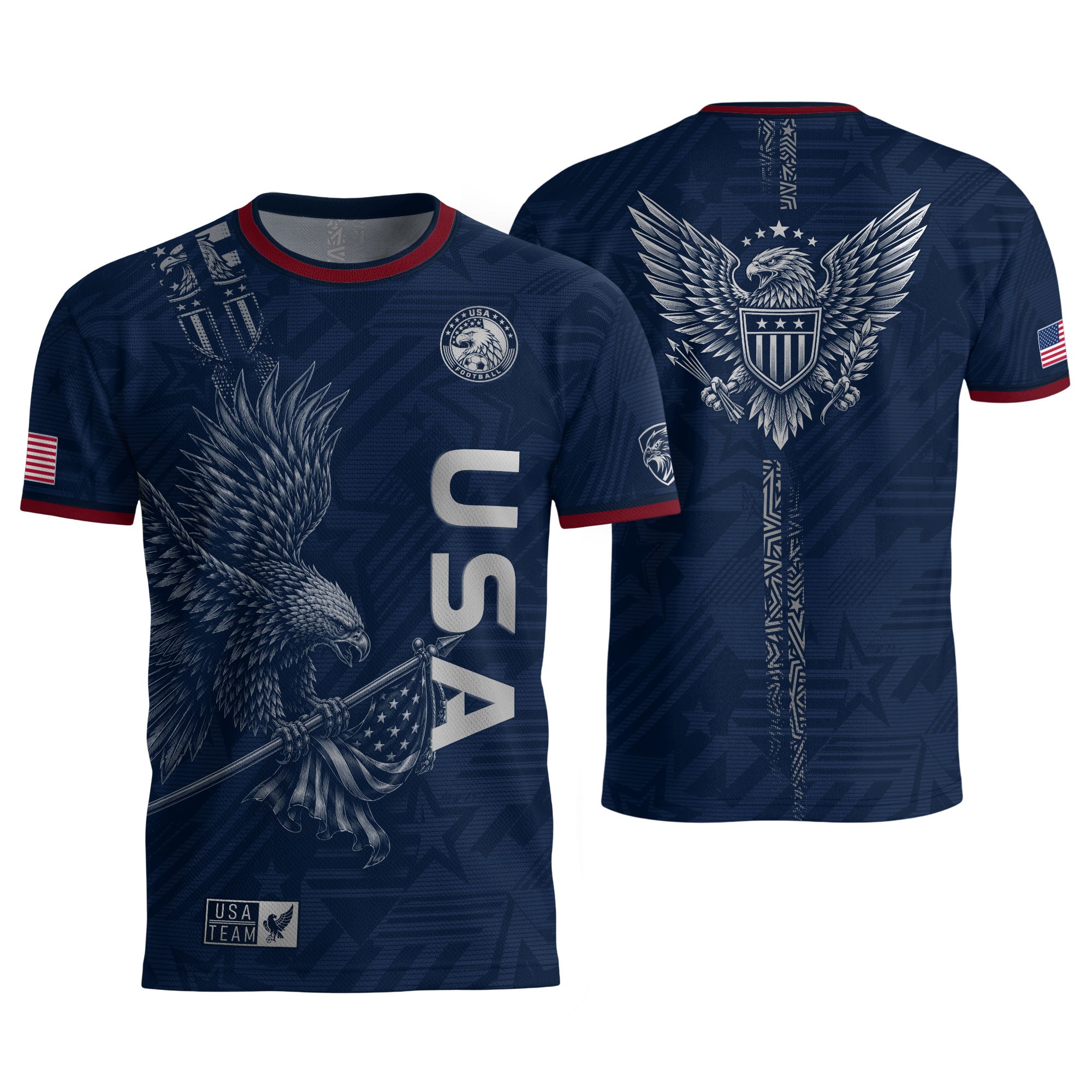 Patriotic Eagle Adult USA Soccer Jersey Navy Blue Shirt United States Football Tee