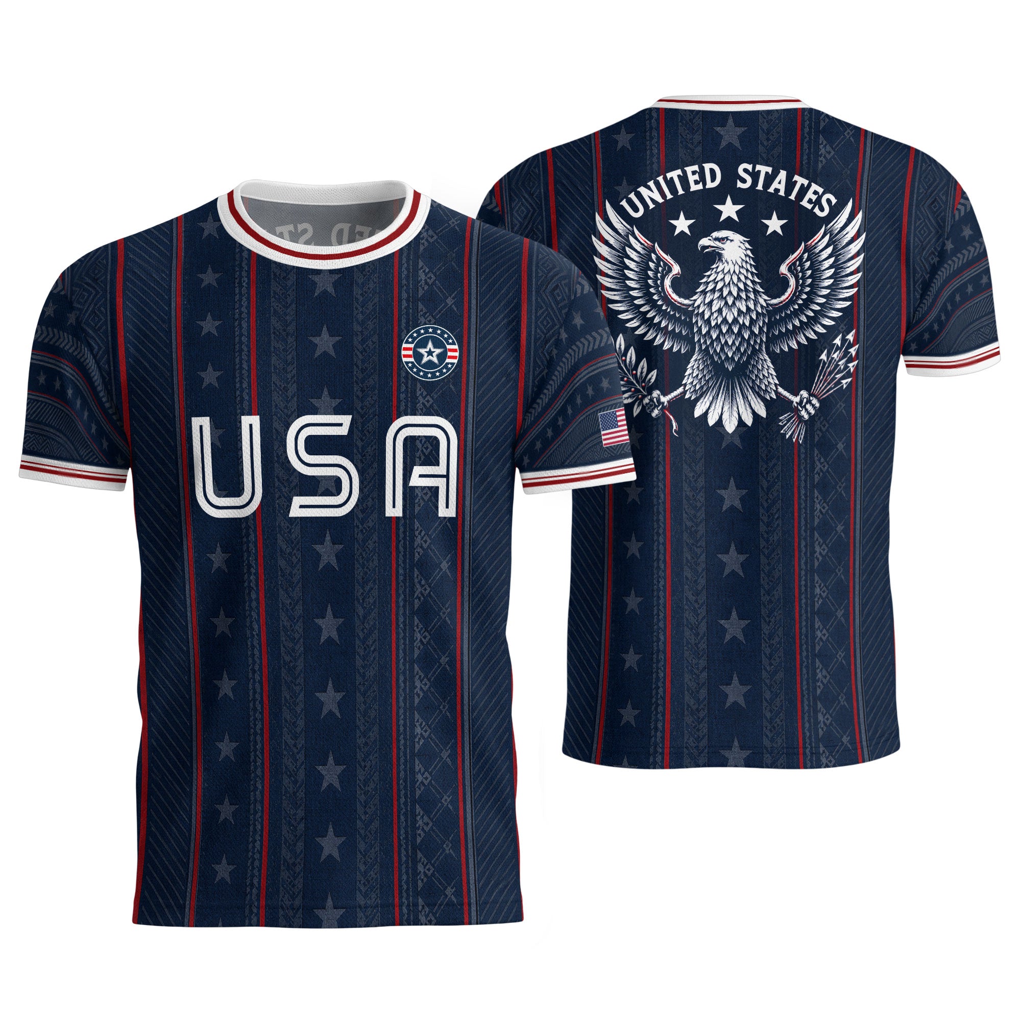 Navy USA Soccer Jersey American Pride Graphic Stripe Soccer Shirt Patriotic Fan Gear
