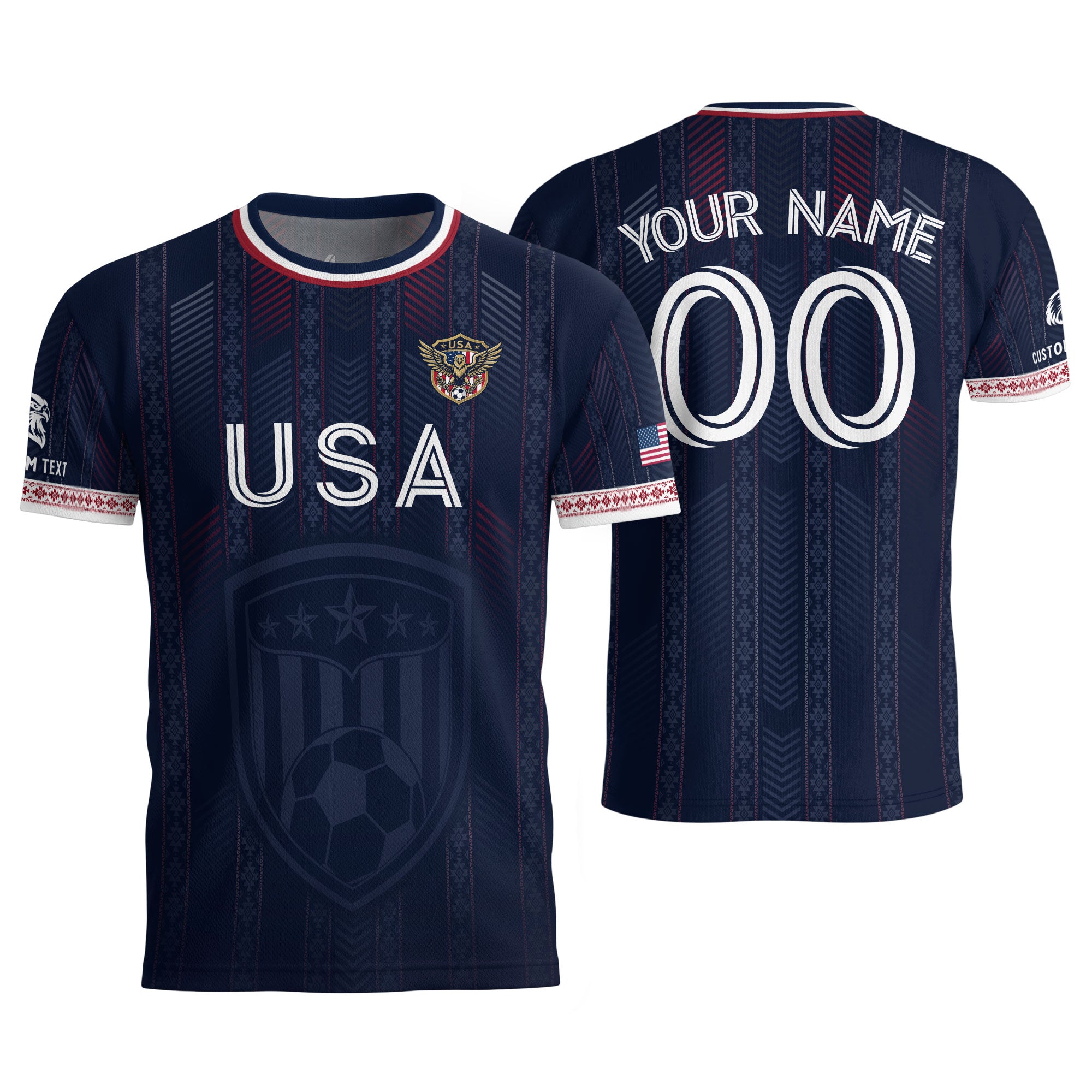 Men Athletic Sport T Shirt Outfits Personalized Custom Name USA Soccer Jersey