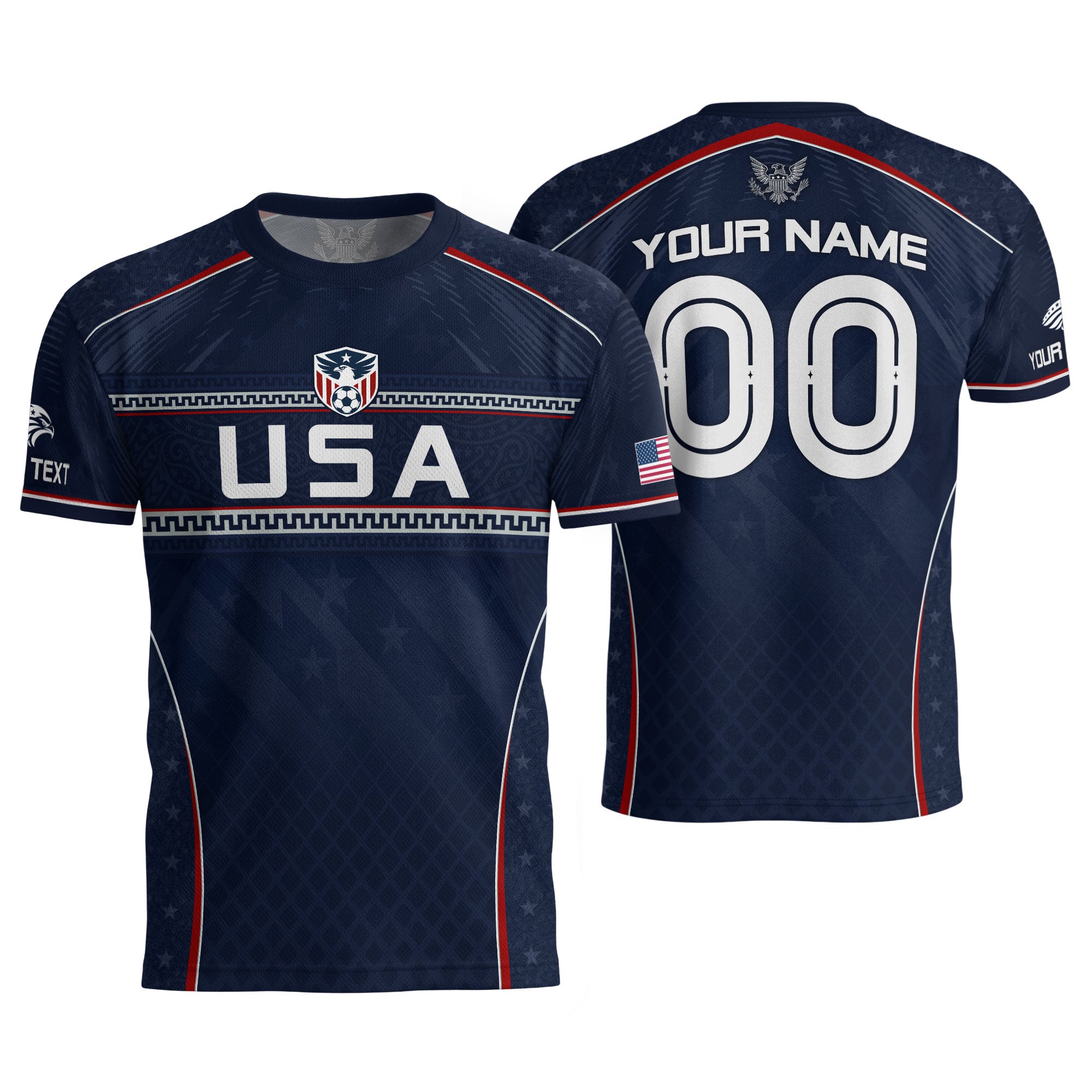 USA Soccer Jersey Custom Name Number Patriotic Navy Blue Athletic Sportswear Outfit