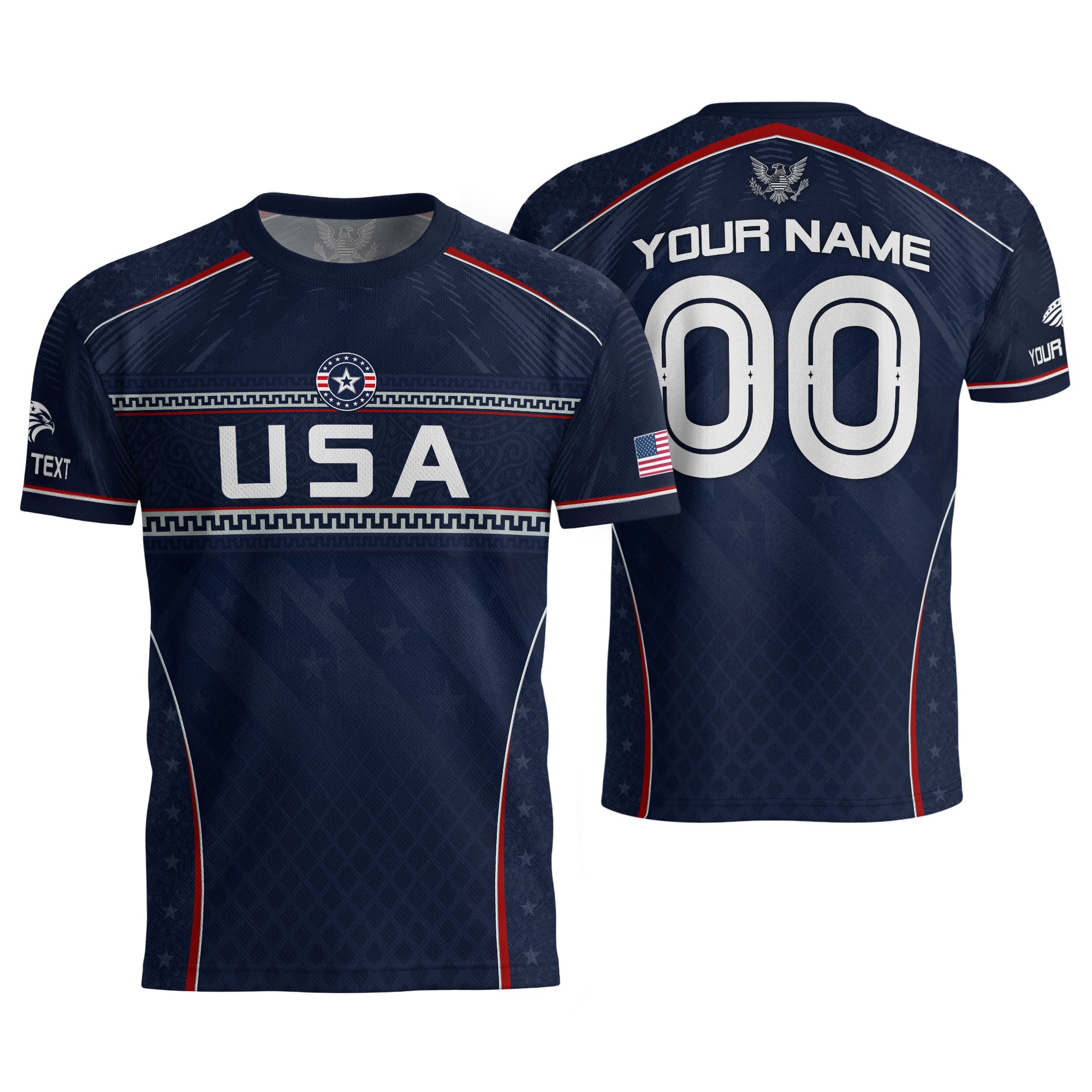USA Soccer Jersey Custom Name Number Patriotic Navy Blue Athletic Sportswear Outfit