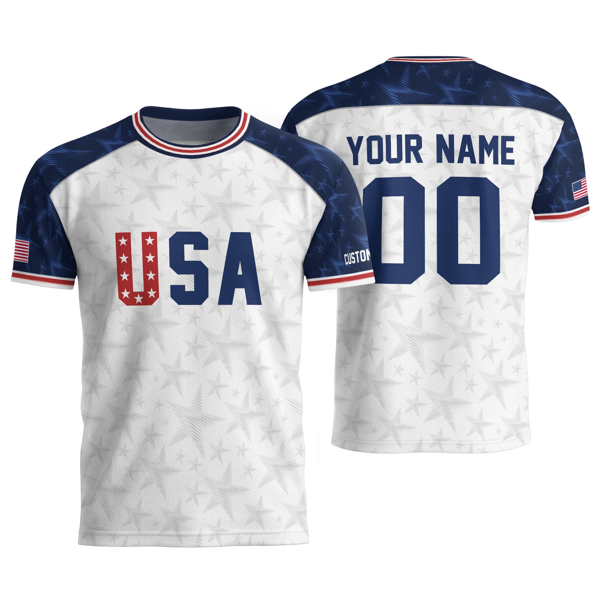 Personalized USA Soccer Jersey Custom Name Number Patriotic Outdoor Sportswear Clothing
