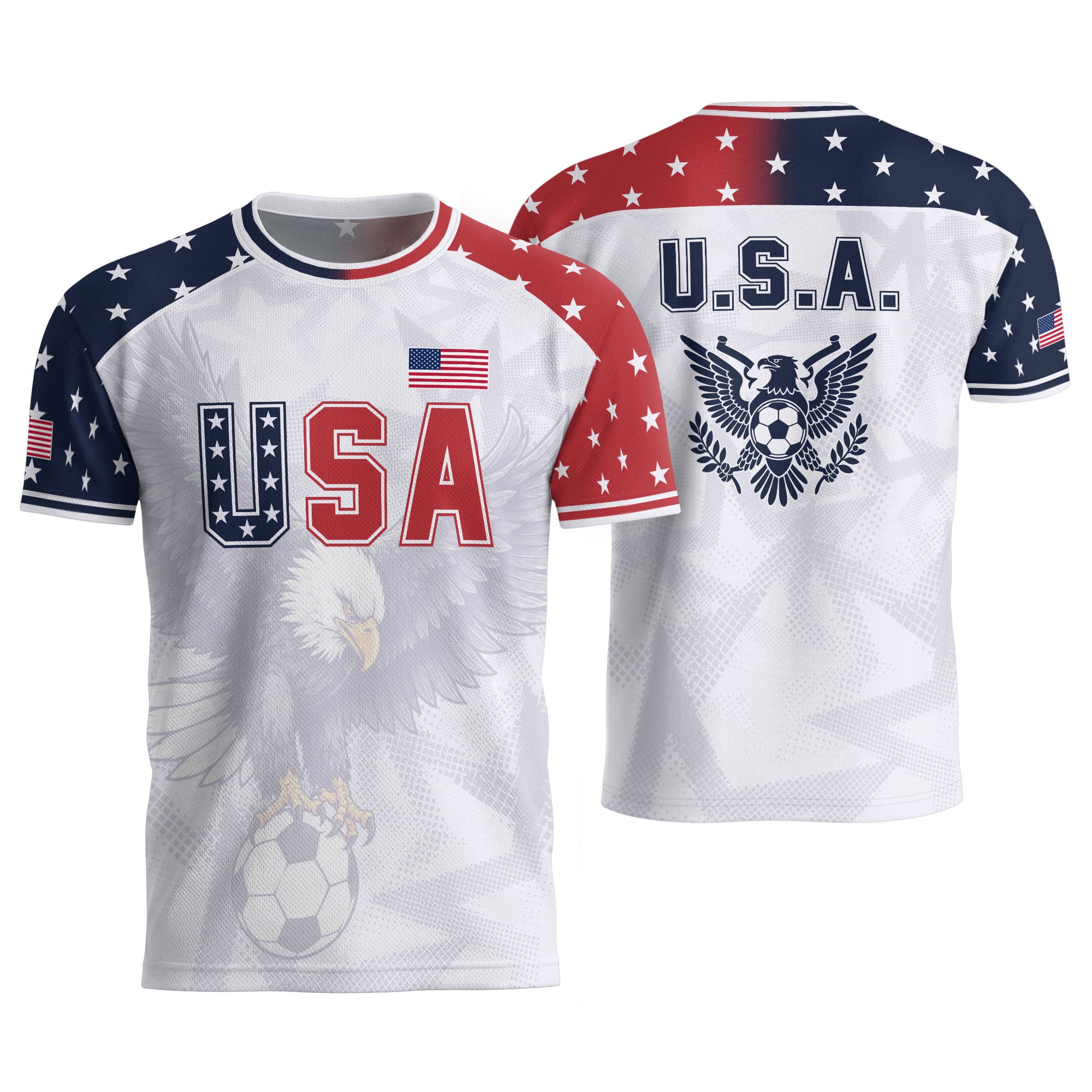 USA Soccer Jersey Adult Patriotic Eagle Shirt American National Football Team Tee