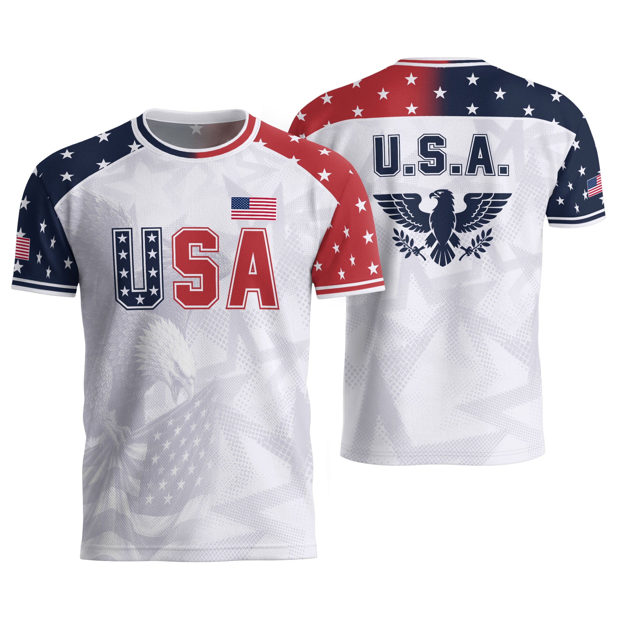 USA Soccer Jersey Adult Patriotic Eagle Shirt American National Football Team Tee - Rust Field Wear
