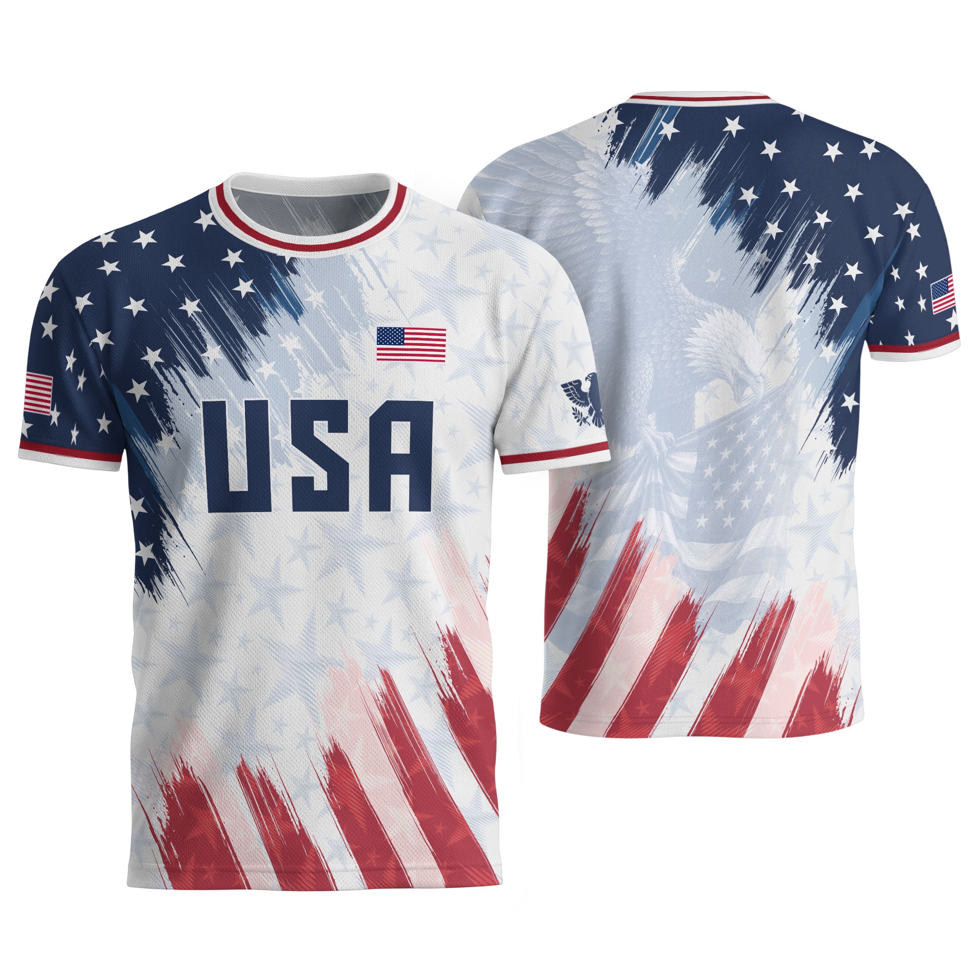 USA Soccer Jersey Adult Patriotic Eagle Athletic Shirt United States Soccer Tee - Rust Field Wear