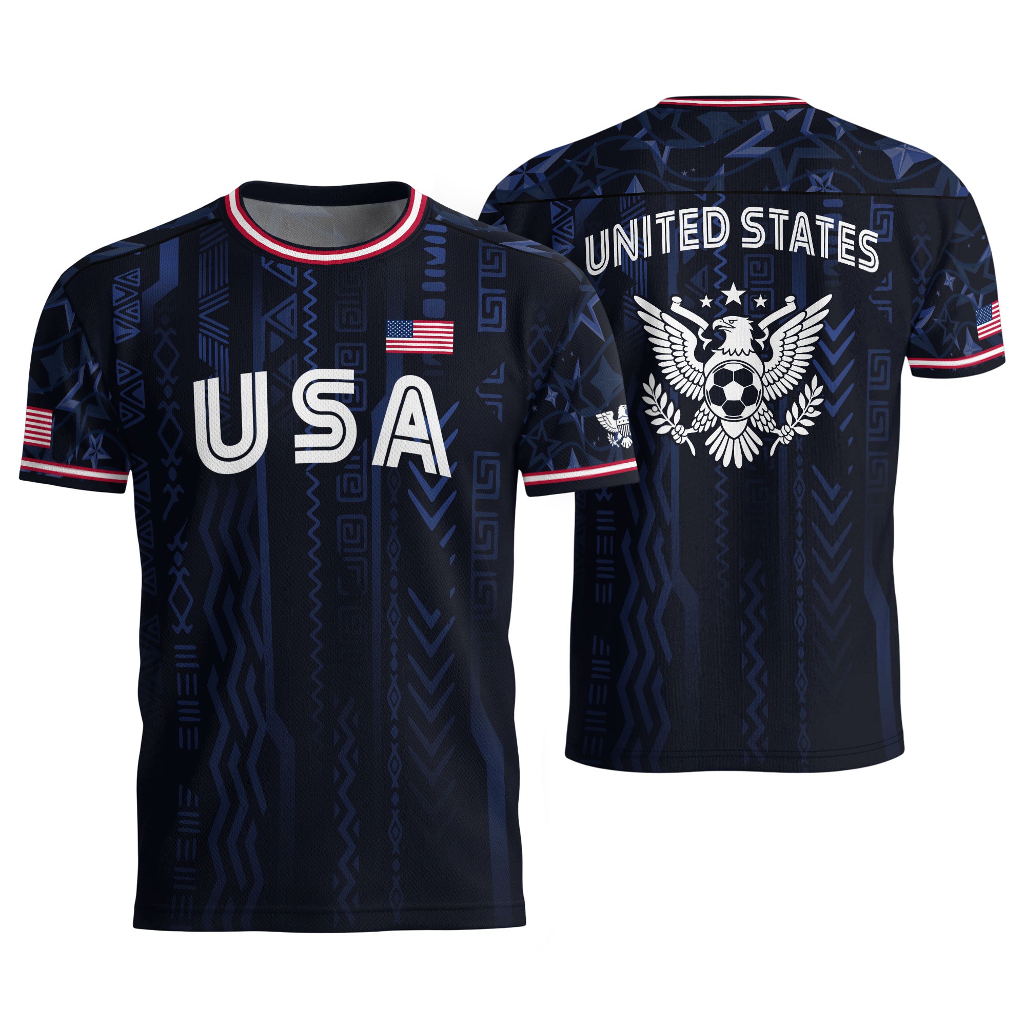 USA Soccer Jersey Adult Eagle Crest Patriotic Football Shirt Navy Blue Fan Edition