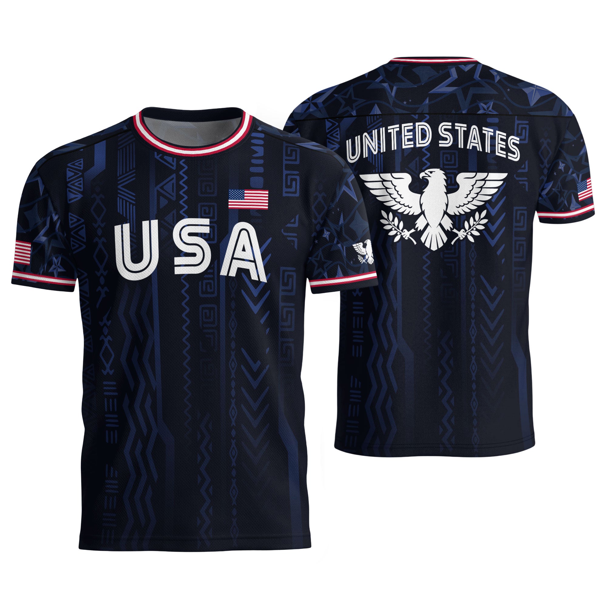USA Soccer Jersey Adult Eagle Crest Patriotic Football Shirt Navy Blue Fan Edition