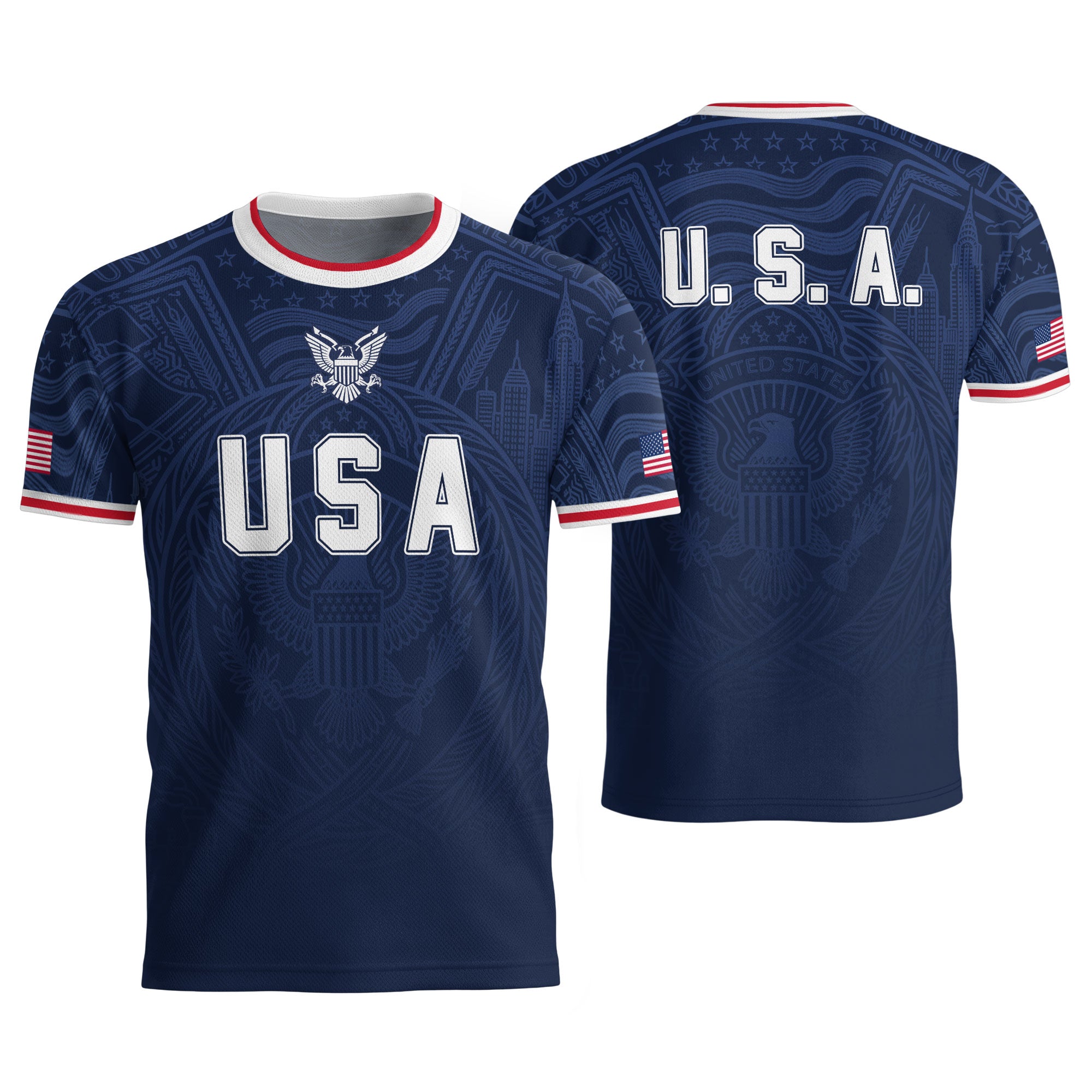 USA Eagle Patriotic Soccer Jersey Adult Navy Blue American Flag Independence Shirt