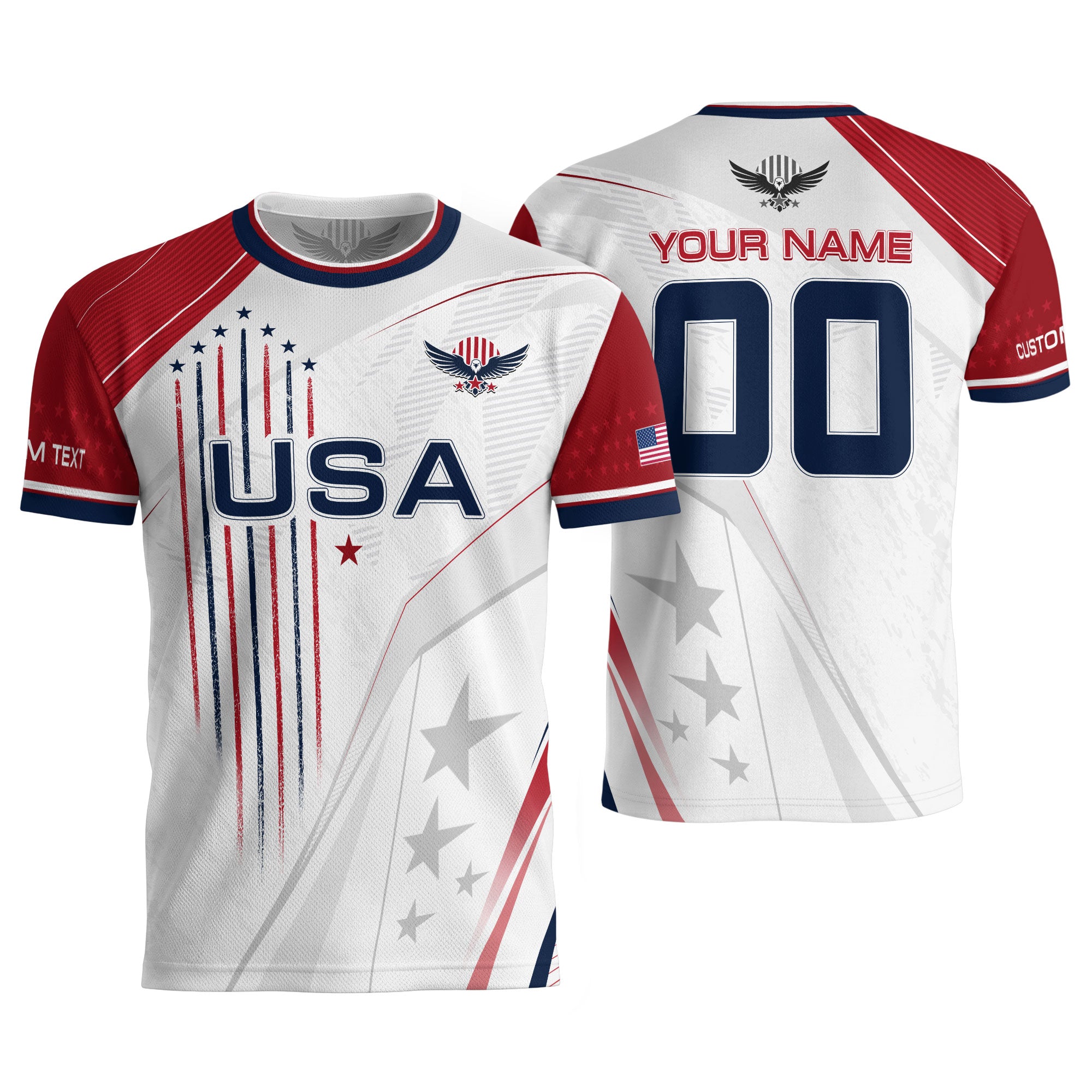 Custom USA Soccer Jersey Men White Red Personalized Name Number Football Shirt