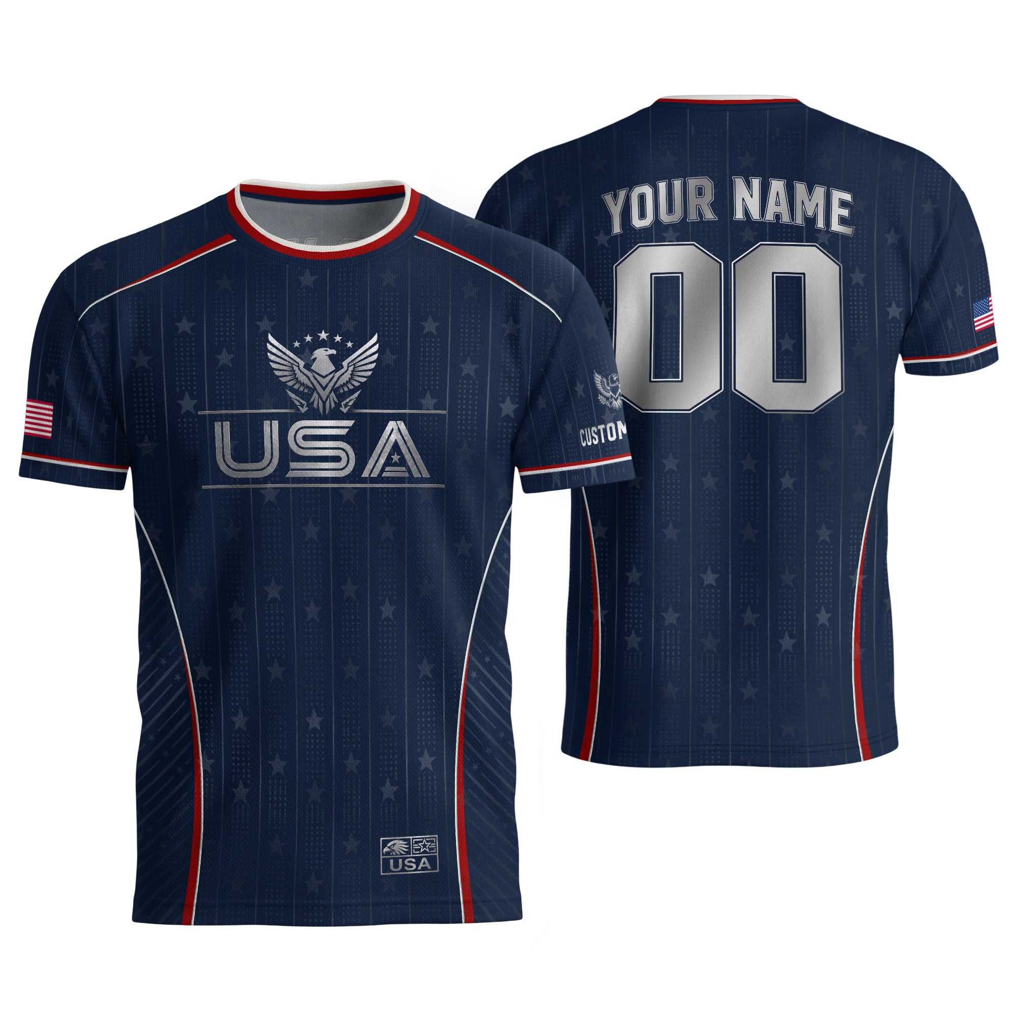 Adult USA Soccer Jersey Personalized American Eagle Patriotic Team Football Shirt