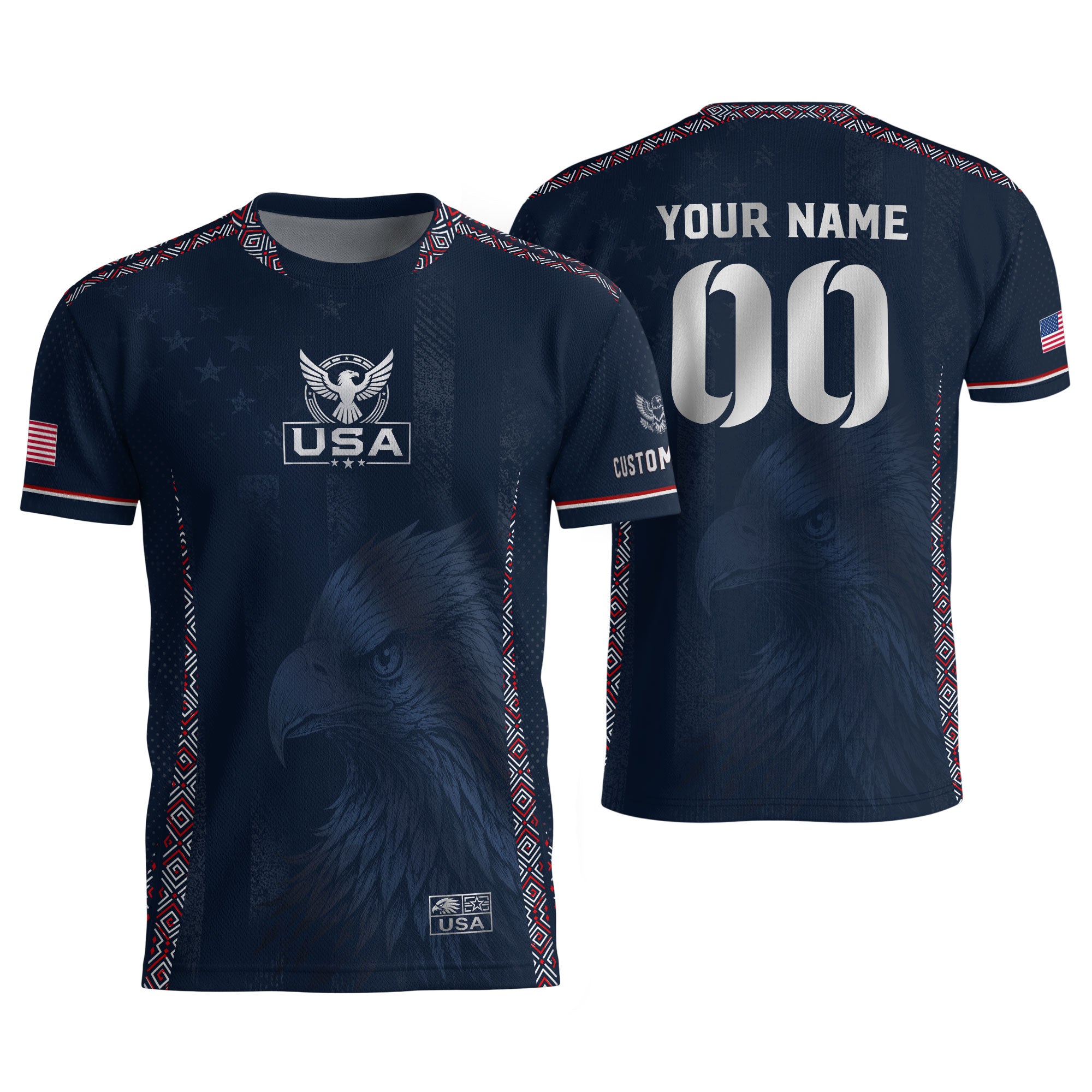 Personalized Adult USA Soccer Jersey Navy Blue Patriotic American Eagle Football Shirt