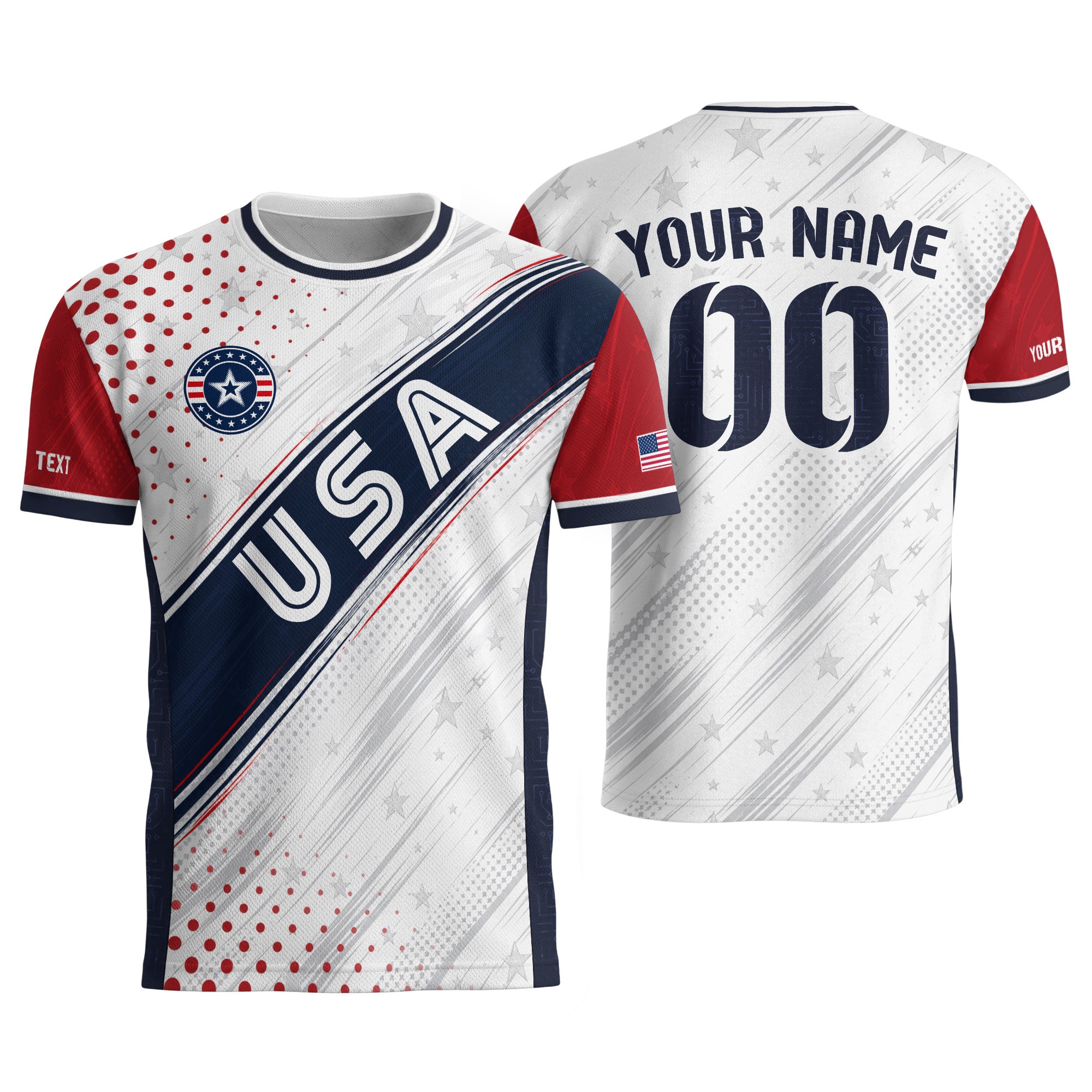 Custom Adult White Soccer Jersey - Personalized Name & Number USA Patriotic Sportswear