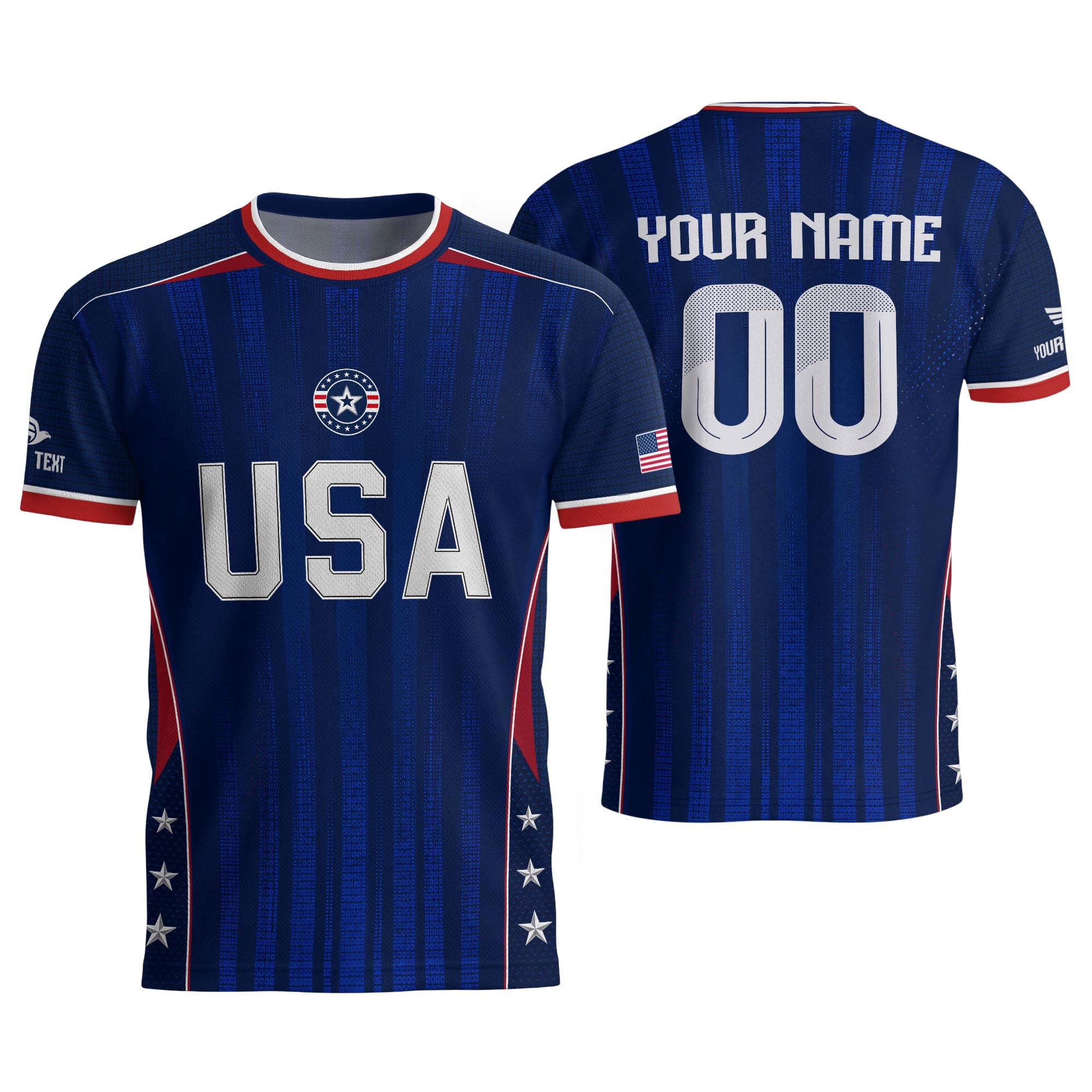 Custom Blue USA Soccer Jersey - Personalized Name & Number Patriotic Sports Shirt