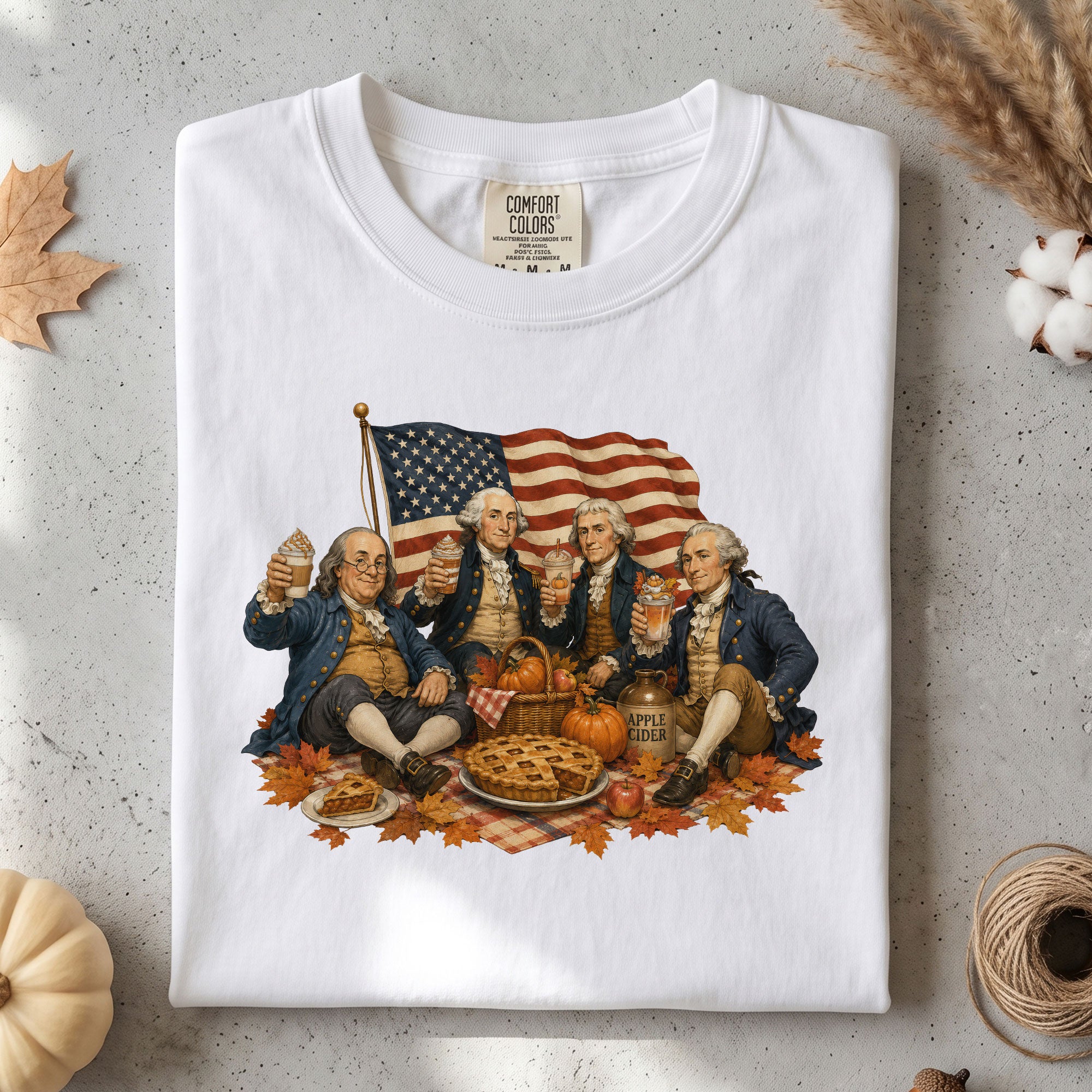 Vintage Founding Fathers Fall T-Shirt - Patriotic Harvest Graphic Tee for Autumn Lovers