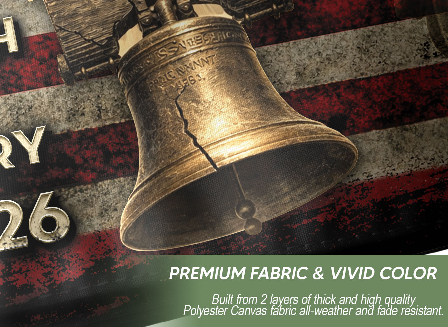 United States 250th Anniversary Flag 1776–2026 – Eagle & Liberty Bell Patriotic Décor