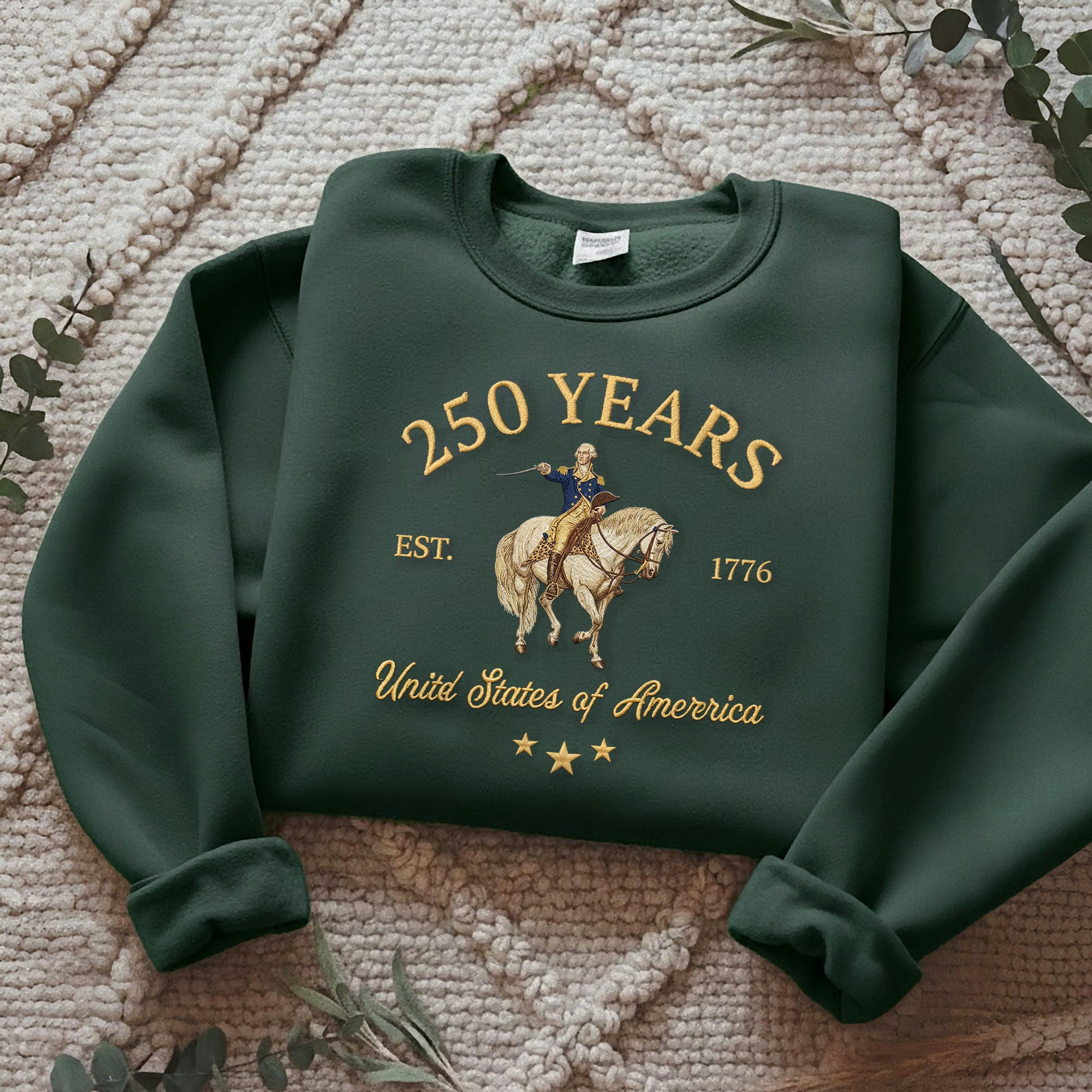 Vintage USA 250th Anniversary 250 Years Embroidered Sweatshirt 1776-2026 Patriotic