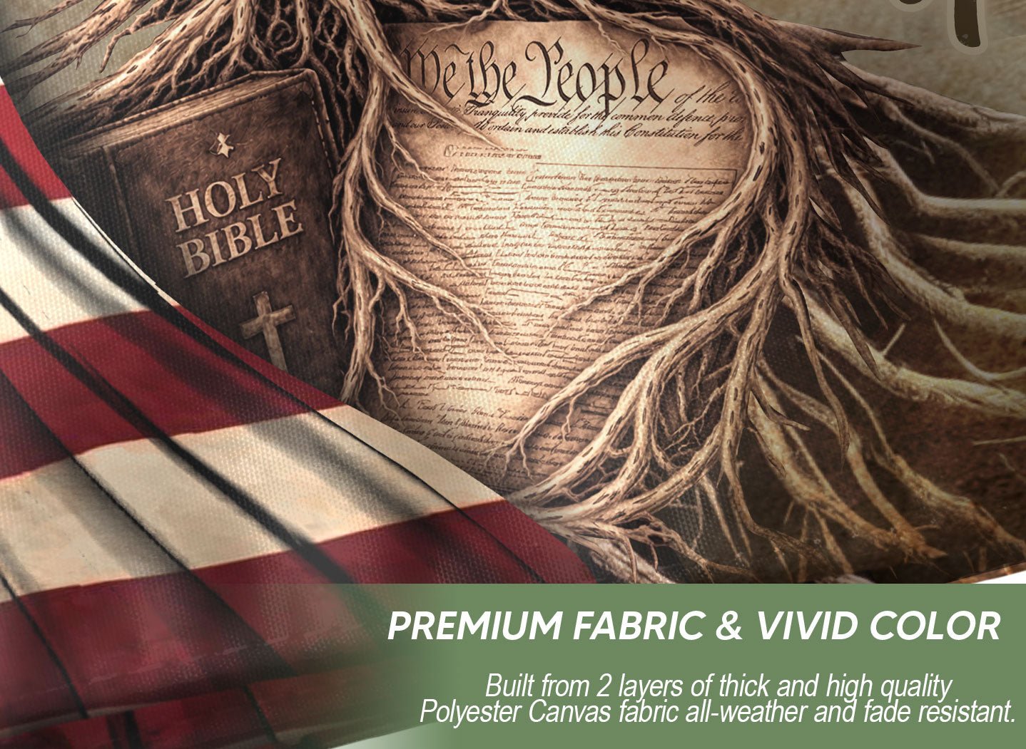 USA Faith and Freedom Christian Flag Patriotic Yard Decoration - Rust Field Wear