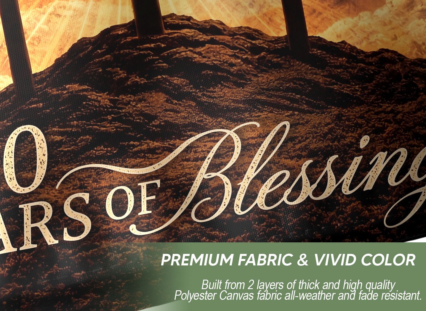 The Blessing of Liberty Flag - 250 Years Celebration - Sacred Three Crosses & American Sky Banner - Rust Field Wear