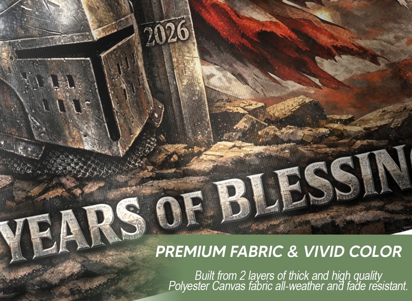 Christian Patriotic One Nation Under God USA 250th Birthday Flag - 250 Years of Blessings, Double Sided Flag - Rust Field Wear