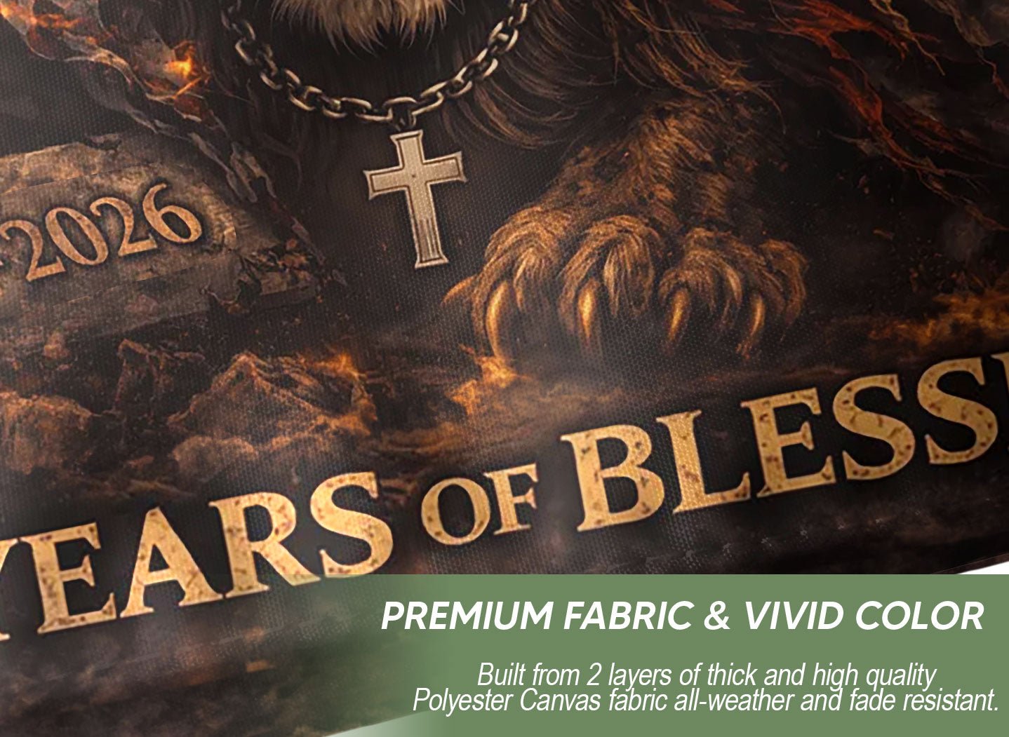 Christian Patriotic 250 Years of Blessings Double-Sided House Flag - Lion of Judah USA 250th Anniversary Flag, One Nation Under God 1776-2026 - Rust Field Wear