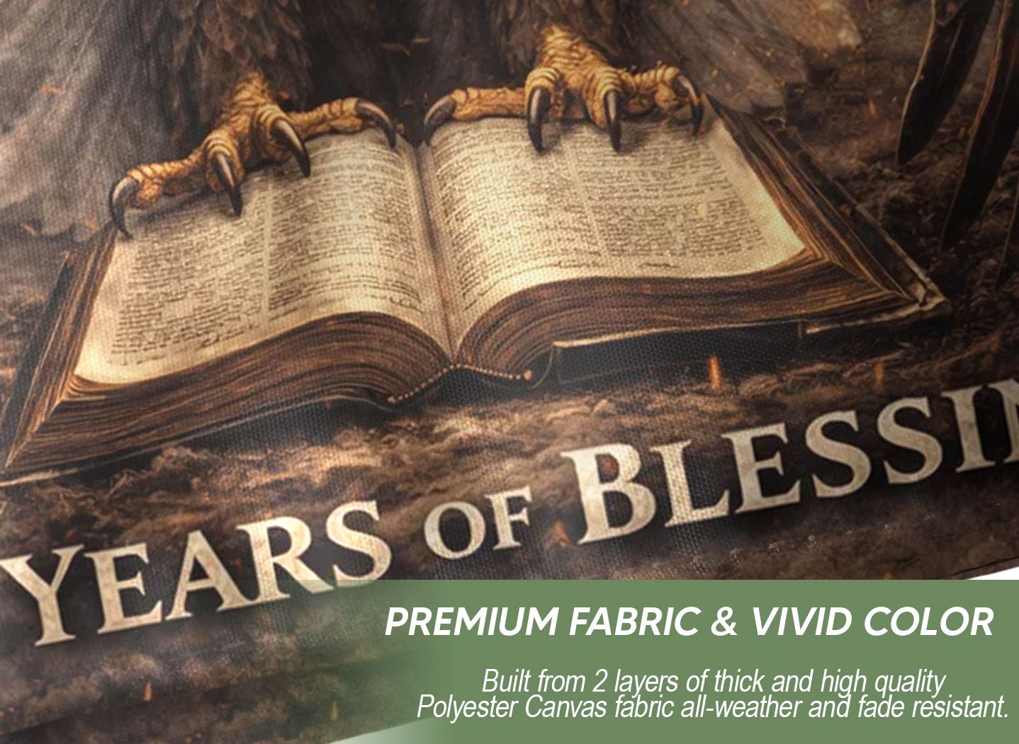 250 Years America Anniversary 1776-2026 Double Sided Flag – Eagle Holy Bible 250 Years of Blessings Religious Patriotic Banner - Rust Field Wear