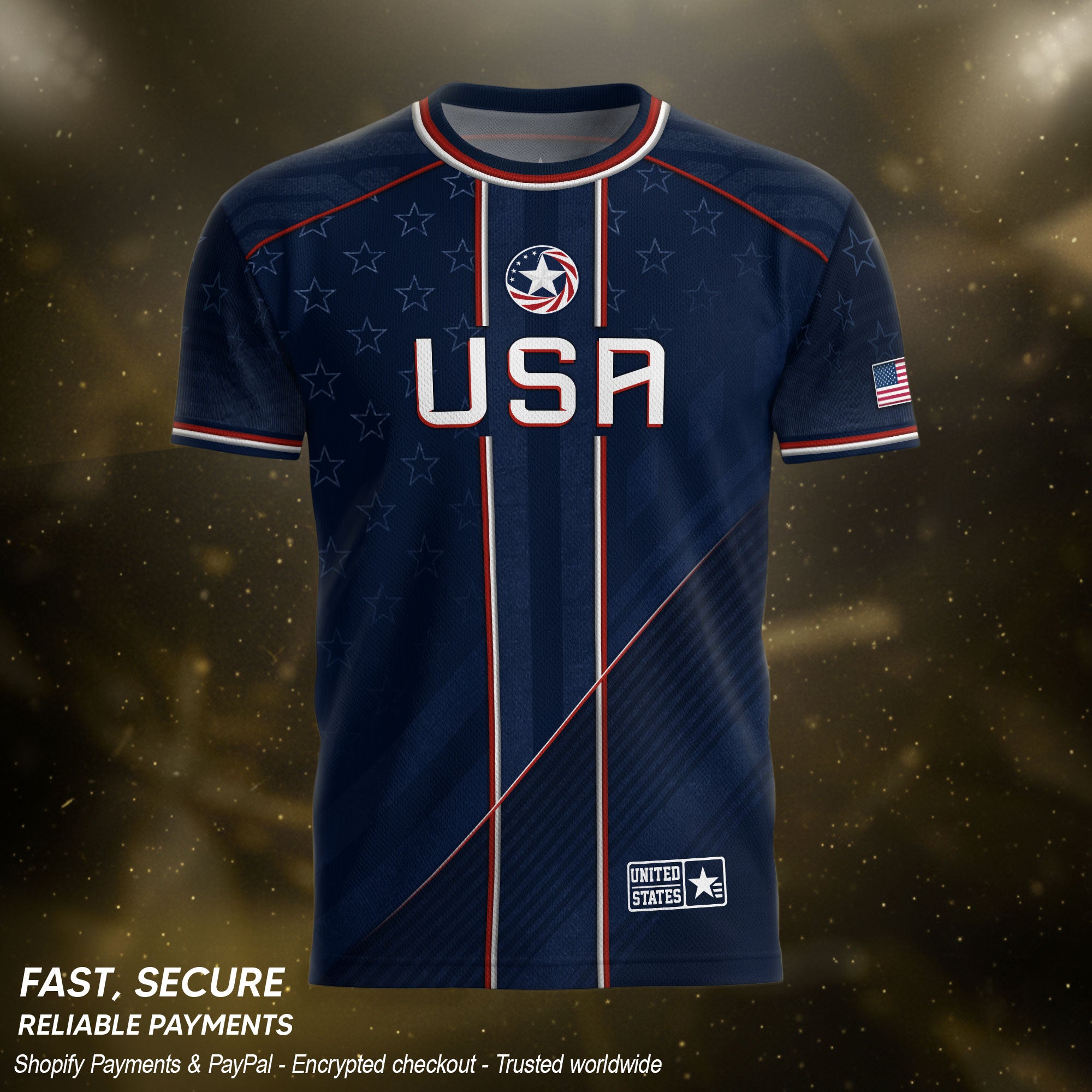 Navy USA Soccer Jersey American Flag Eagle Design Patriot Soccer Shirt for Men Women