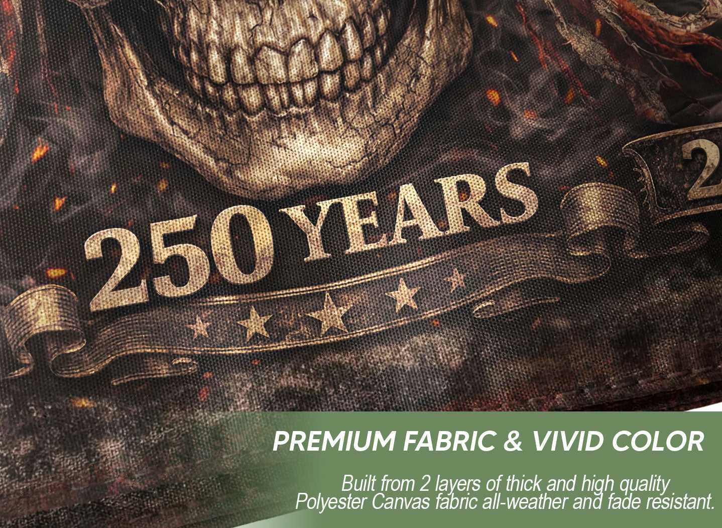 We The People 1776–2026 Flag – Patriotic Skull 250 Years House Flag.