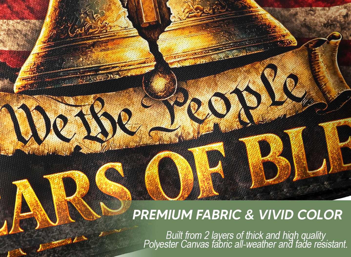 Patriotic Christian House Flag Liberty Bell Cross One Nation Under God We The People